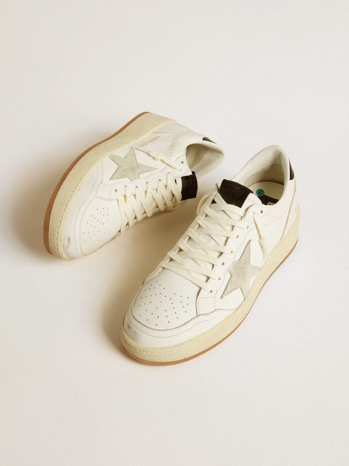 Golden Goose Ball Star With Ice-Gray Suede Star And Glossy Black Leather Heel Tab - Sneaker Türkiye