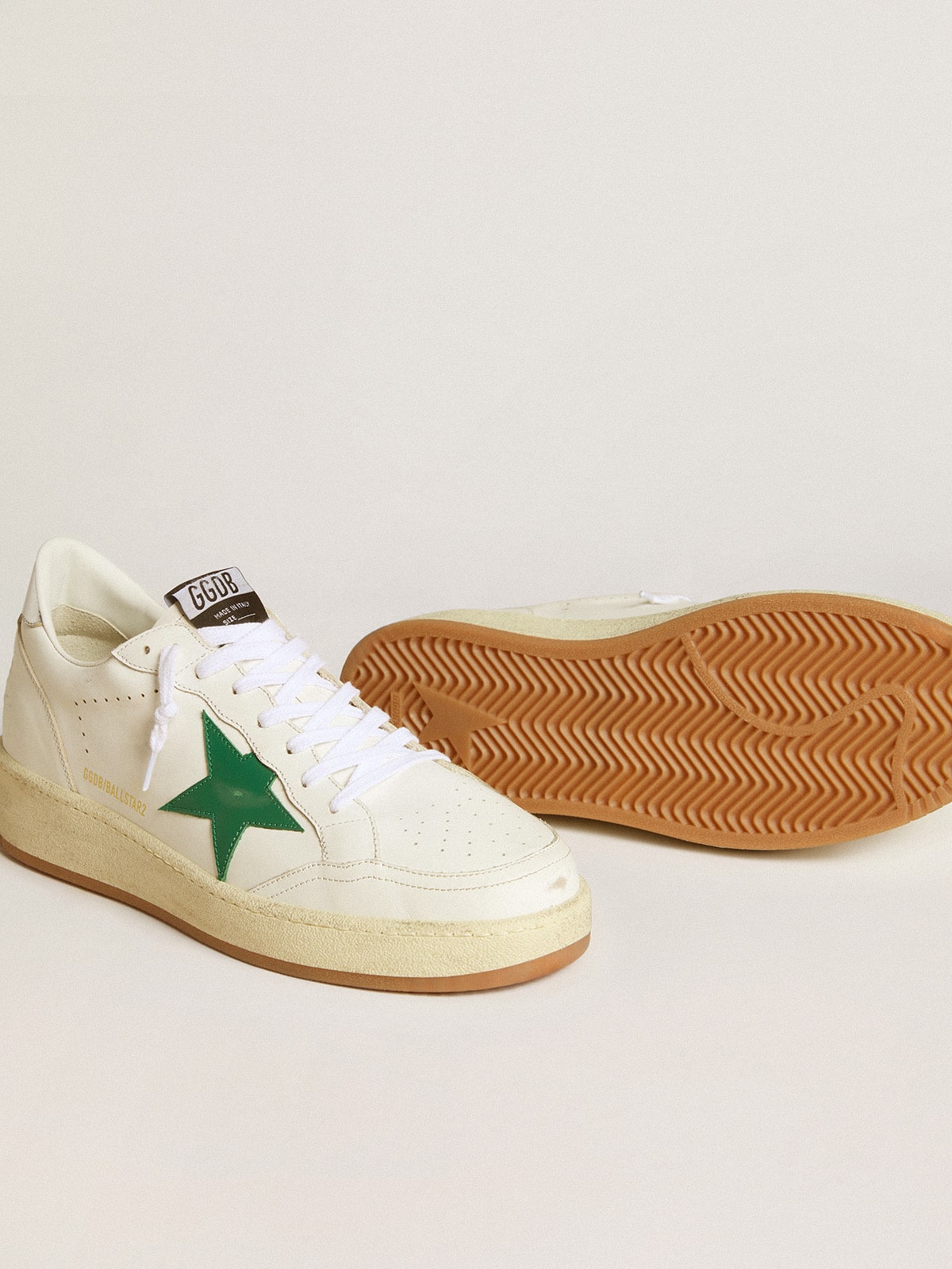 Golden Goose Men’s Ball Star With Green Leather Star And Metallic Leather Heel Tab - Sneaker Türkiye