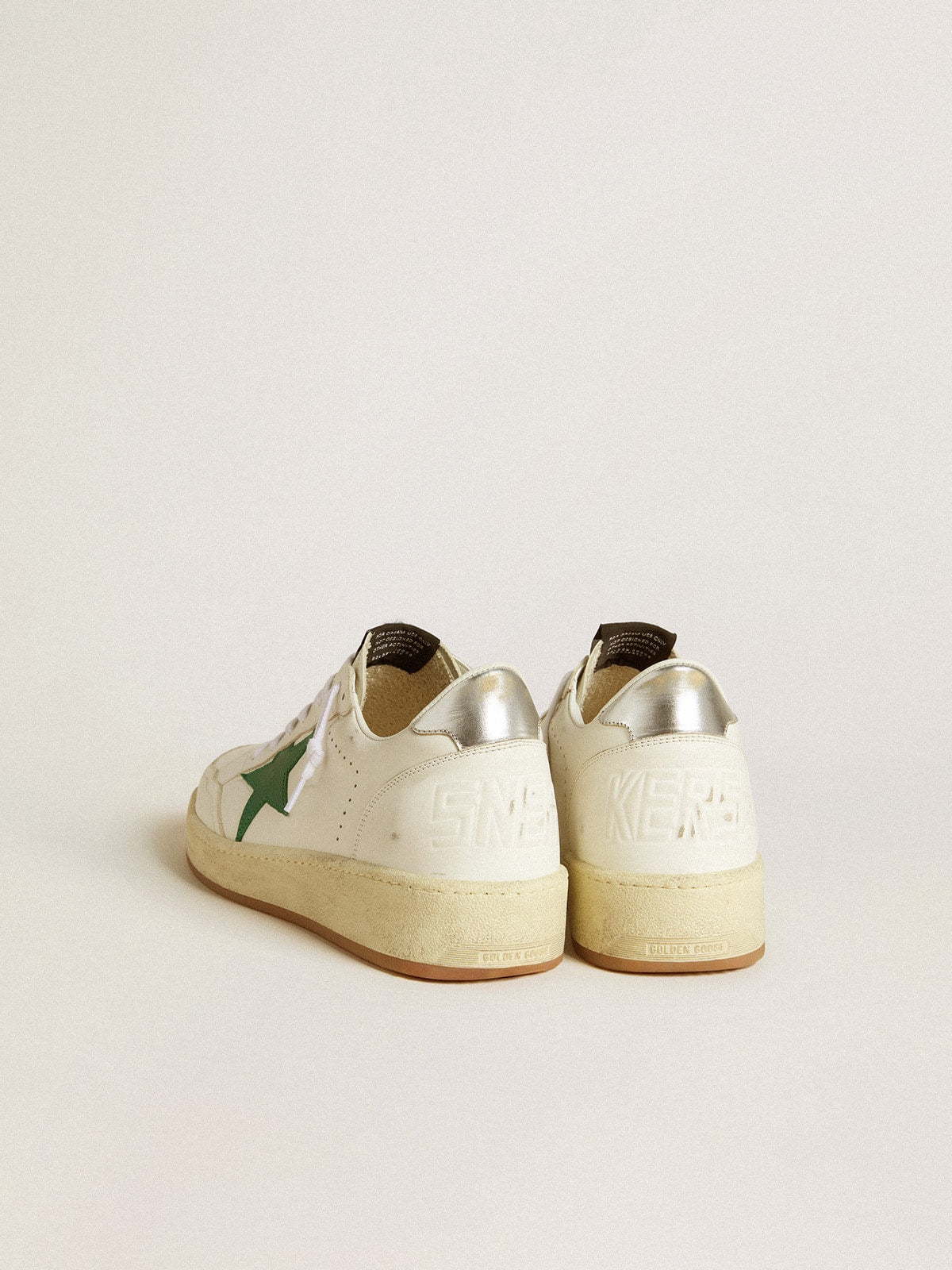 Golden Goose Men’s Ball Star With Green Leather Star And Metallic Leather Heel Tab - Sneaker Türkiye