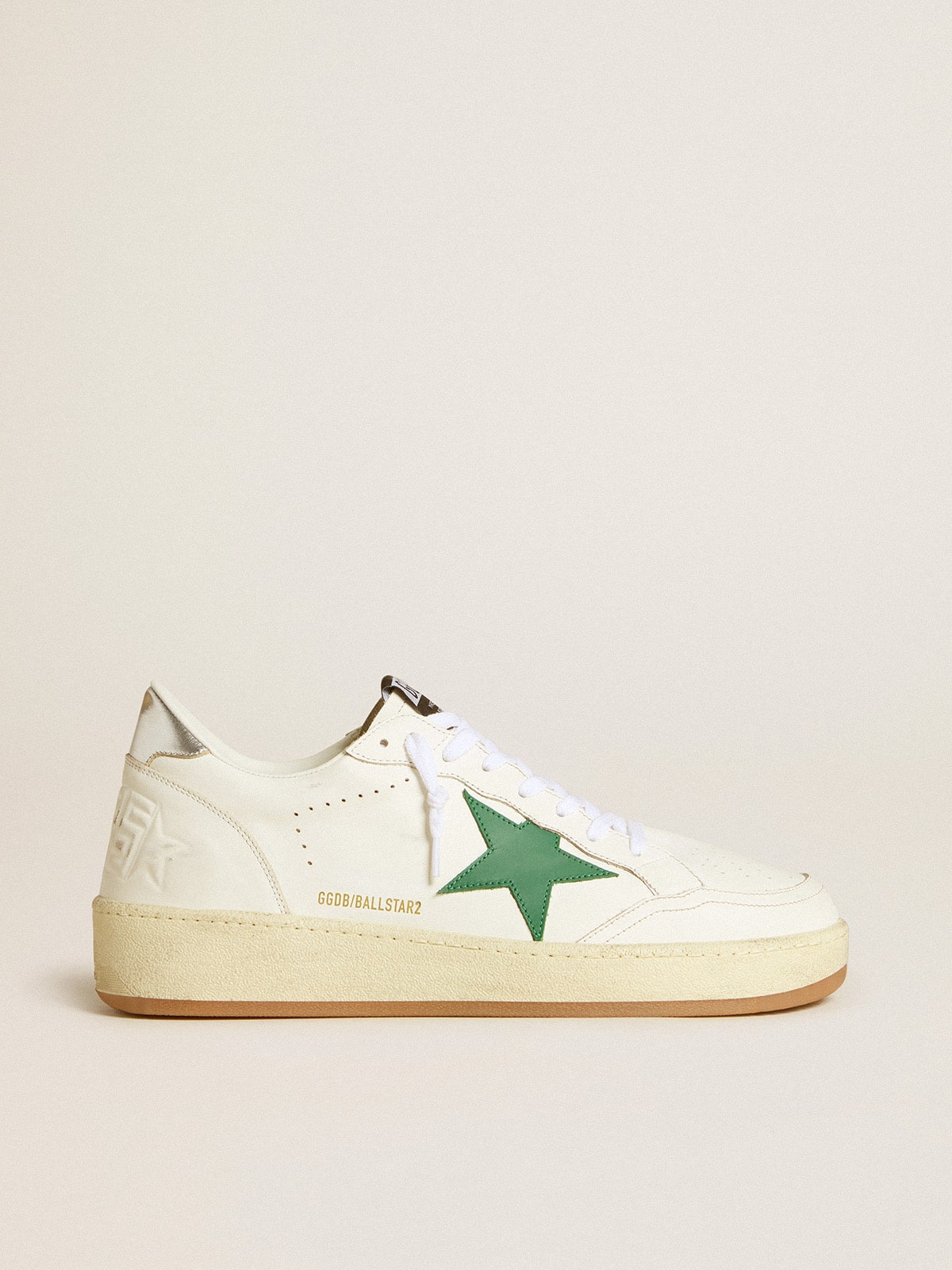 Golden Goose Men’s Ball Star With Green Leather Star And Metallic Leather Heel Tab - Sneaker Türkiye