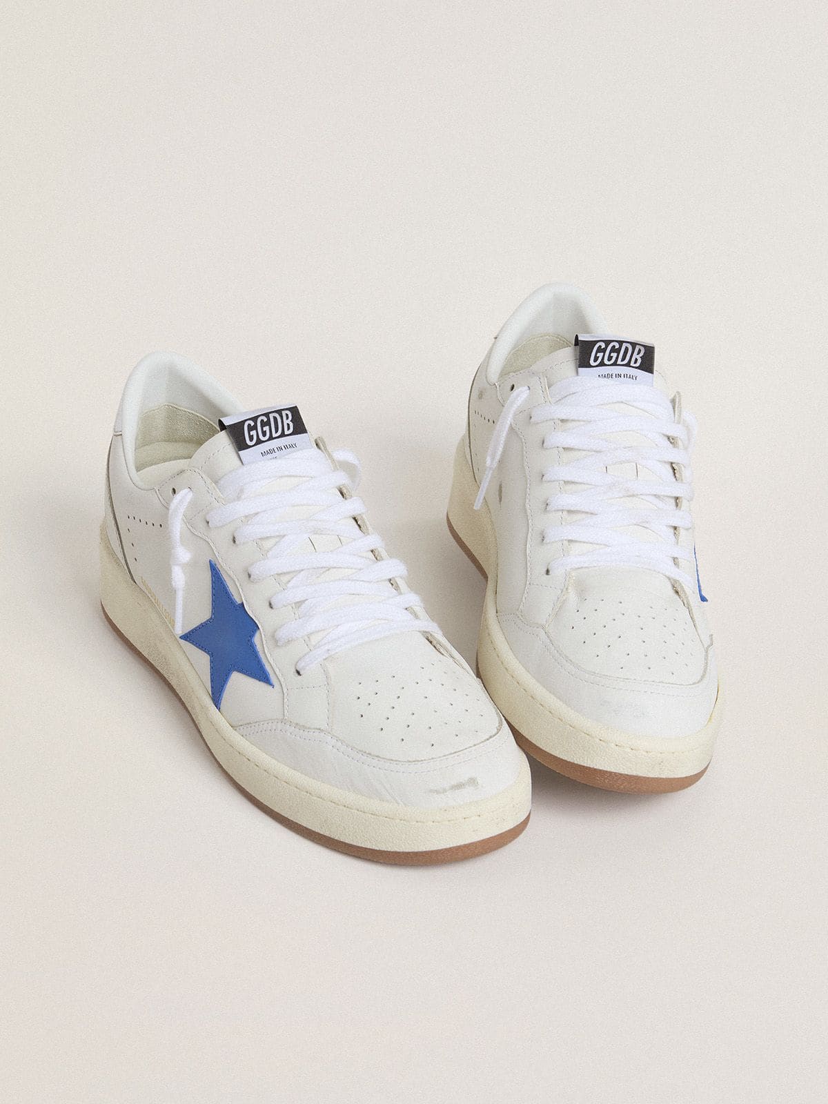 Golden Goose Ball Star With Light Blue Leather Star And Silver Foiled Leather Heel Tab - Sneaker Türkiye