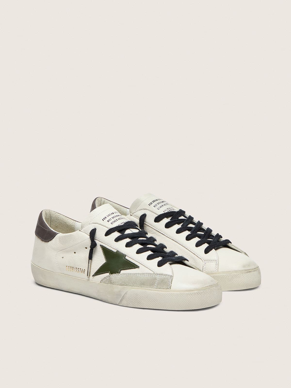 Golden Goose Men’s Super-Star In Nappa With Green Leather Star And Gray Leather Heel Tab - Sneaker Türkiye
