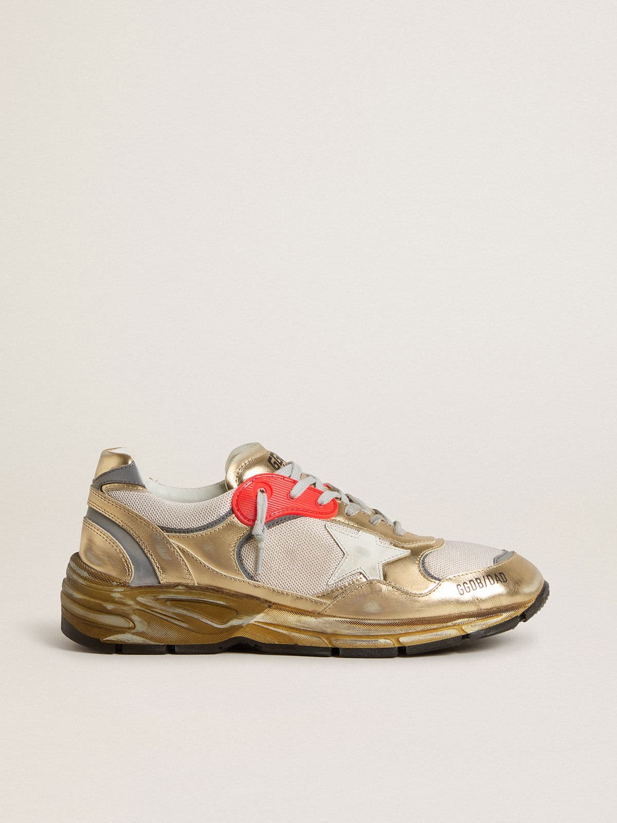 Golden Goose Men’s Dad-Star In Mesh And Gold Foiled Leather With White Leather Star - Sneaker Türkiye