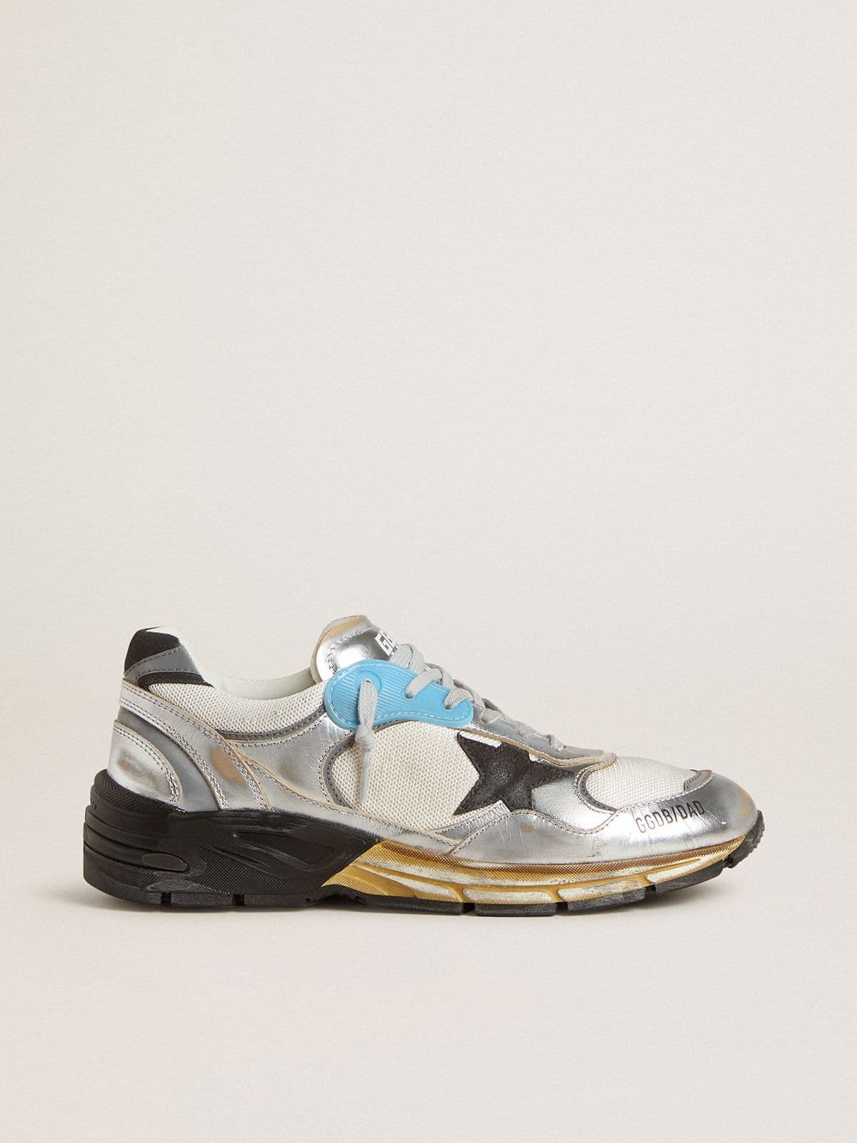 Golden Goose Men’s Dad-Star In Mesh And Silver Foiled Leather With Black Leather Star - Sneaker Türkiye