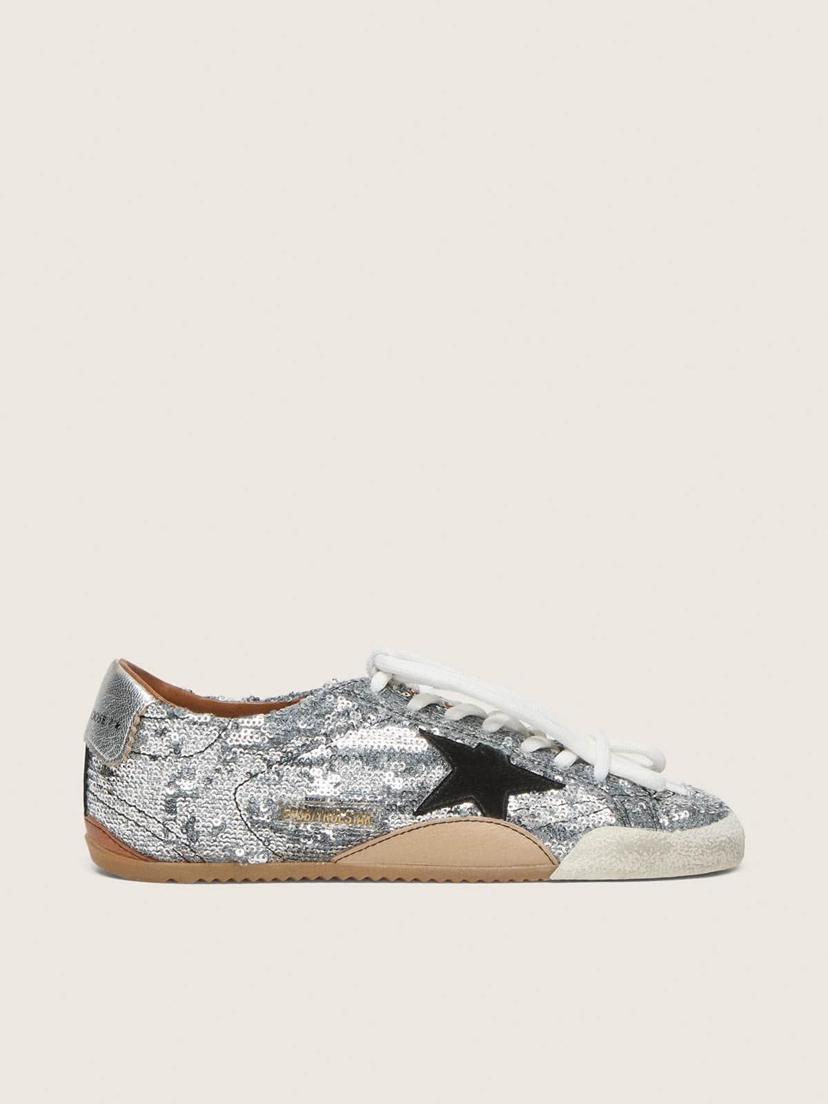 Golden Goose Men’s True-Star In Silver Sequins With Black Star And Silver Leather Heel Tab - Sneaker Türkiye