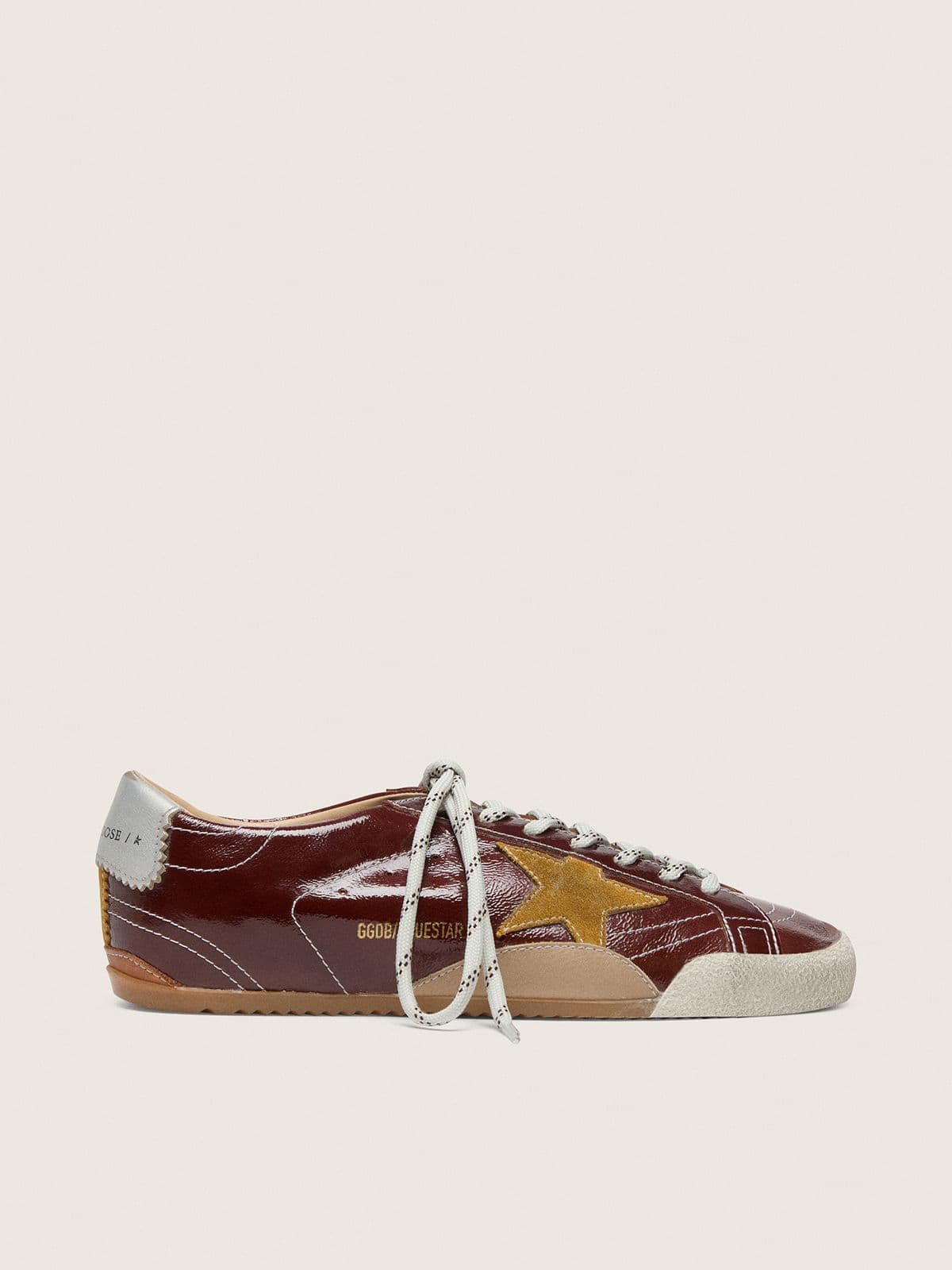 Golden Goose Men’s True-Star In Burgundy Naplak With Suede Star And Silver Nappa Heel Tab - Sneaker Türkiye