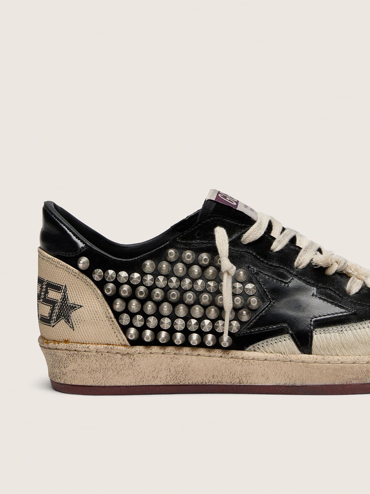 Golden Goose Men’s Ball Star Lab In Black Suede With Studs And Glossy Black Leather Star - Sneaker Türkiye