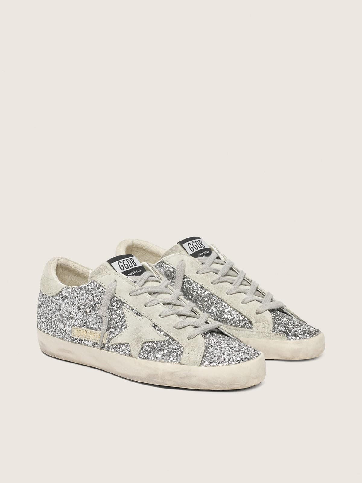 Golden Goose Women’s Super-Star In Silver Glitter With Ice-Gray Suede Star - Sneaker Türkiye