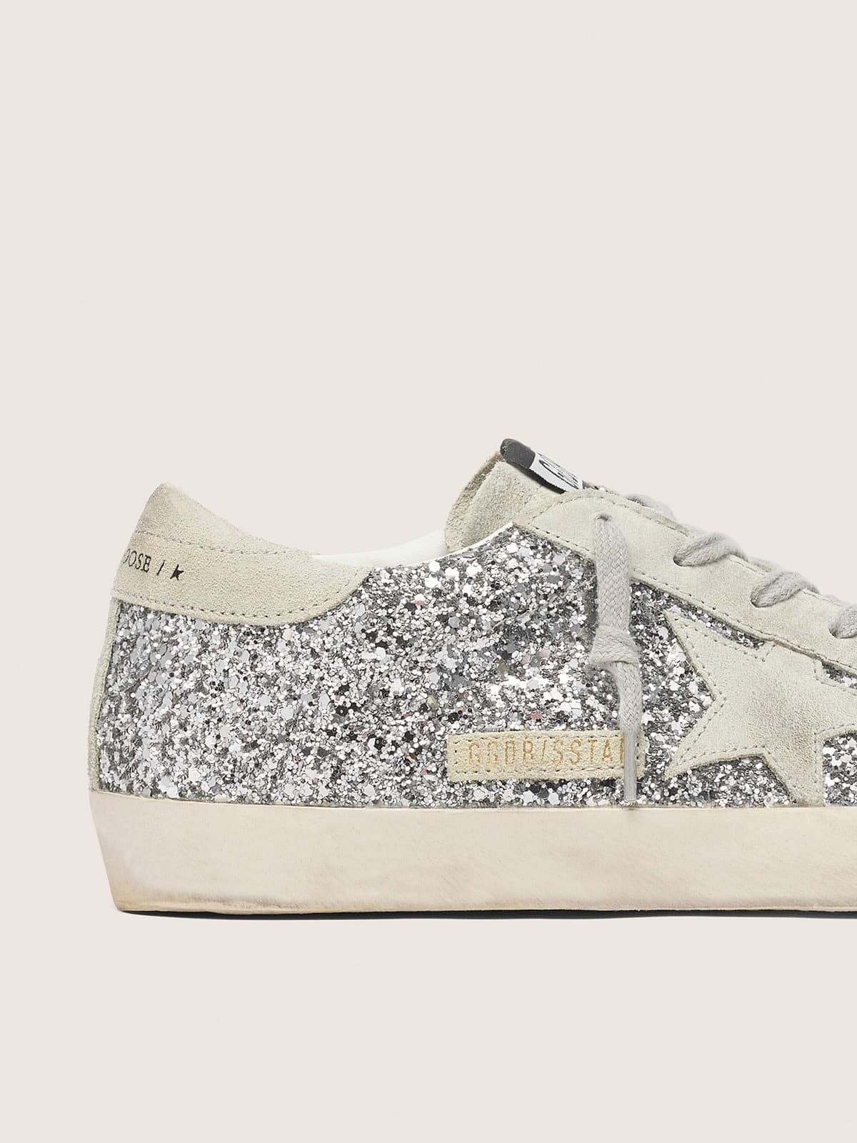 Golden Goose Women’s Super-Star In Silver Glitter With Ice-Gray Suede Star - Sneaker Türkiye