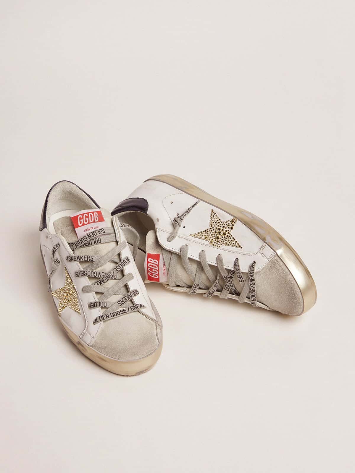 Golden Goose Women’s Super-Star With Blue Heel Tab And Swarovski Crystal Star - Sneaker Türkiye