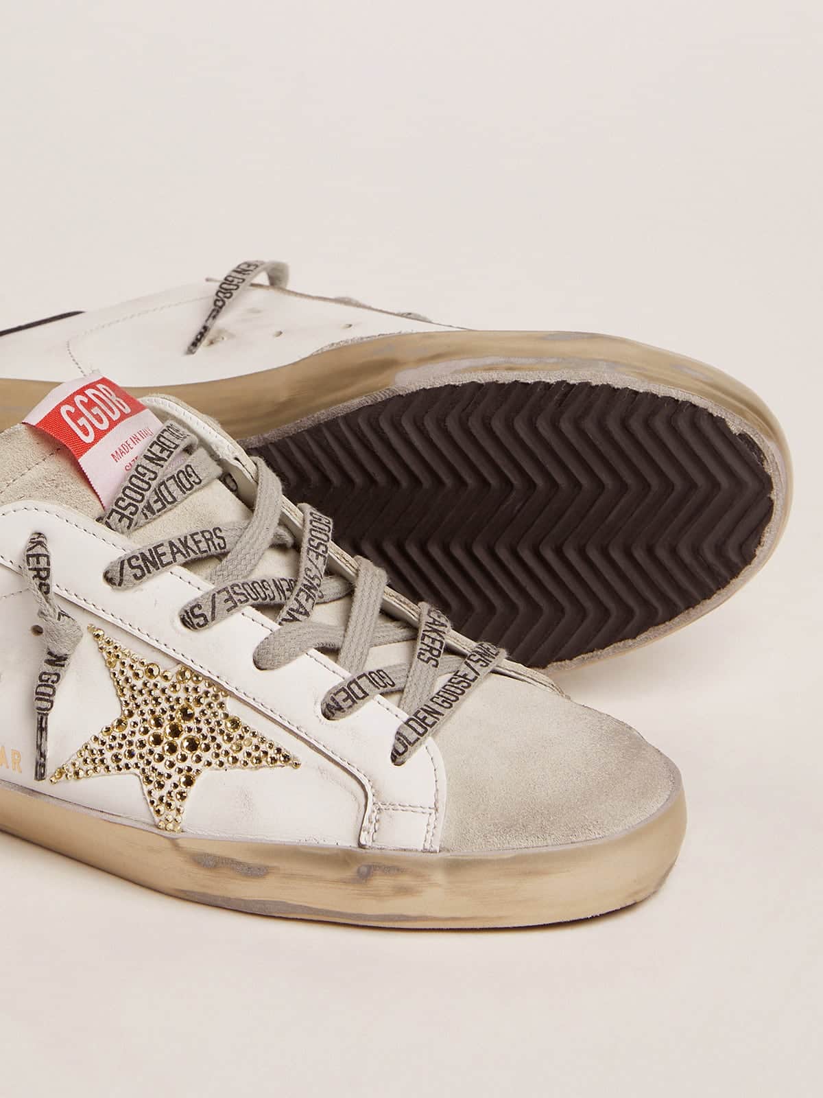 Golden Goose Women’s Super-Star With Blue Heel Tab And Swarovski Crystal Star - Sneaker Türkiye
