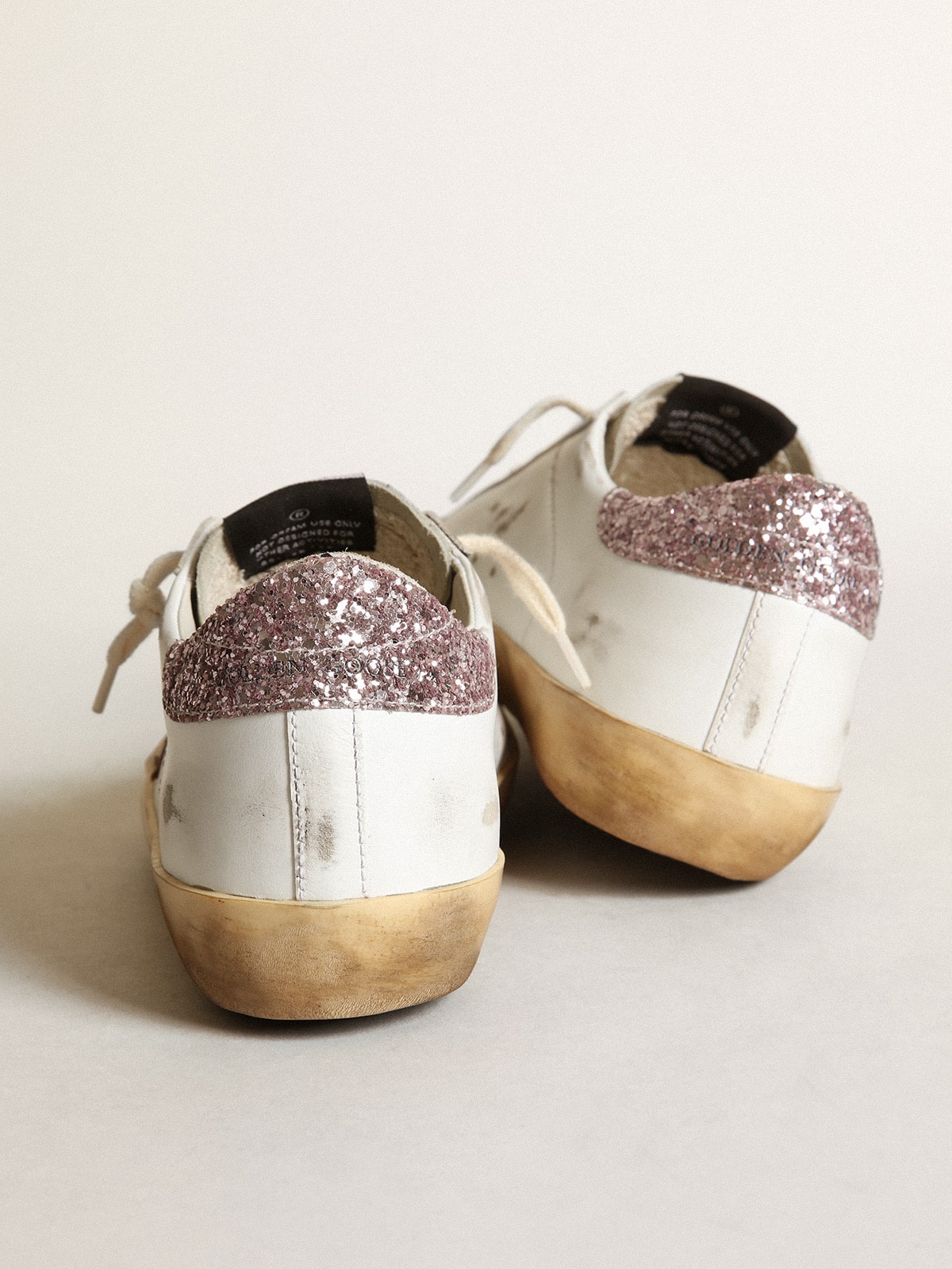 Golden Goose Super-Star With A Tan Star And Pink Glitter Heel Tab - Sneaker Türkiye