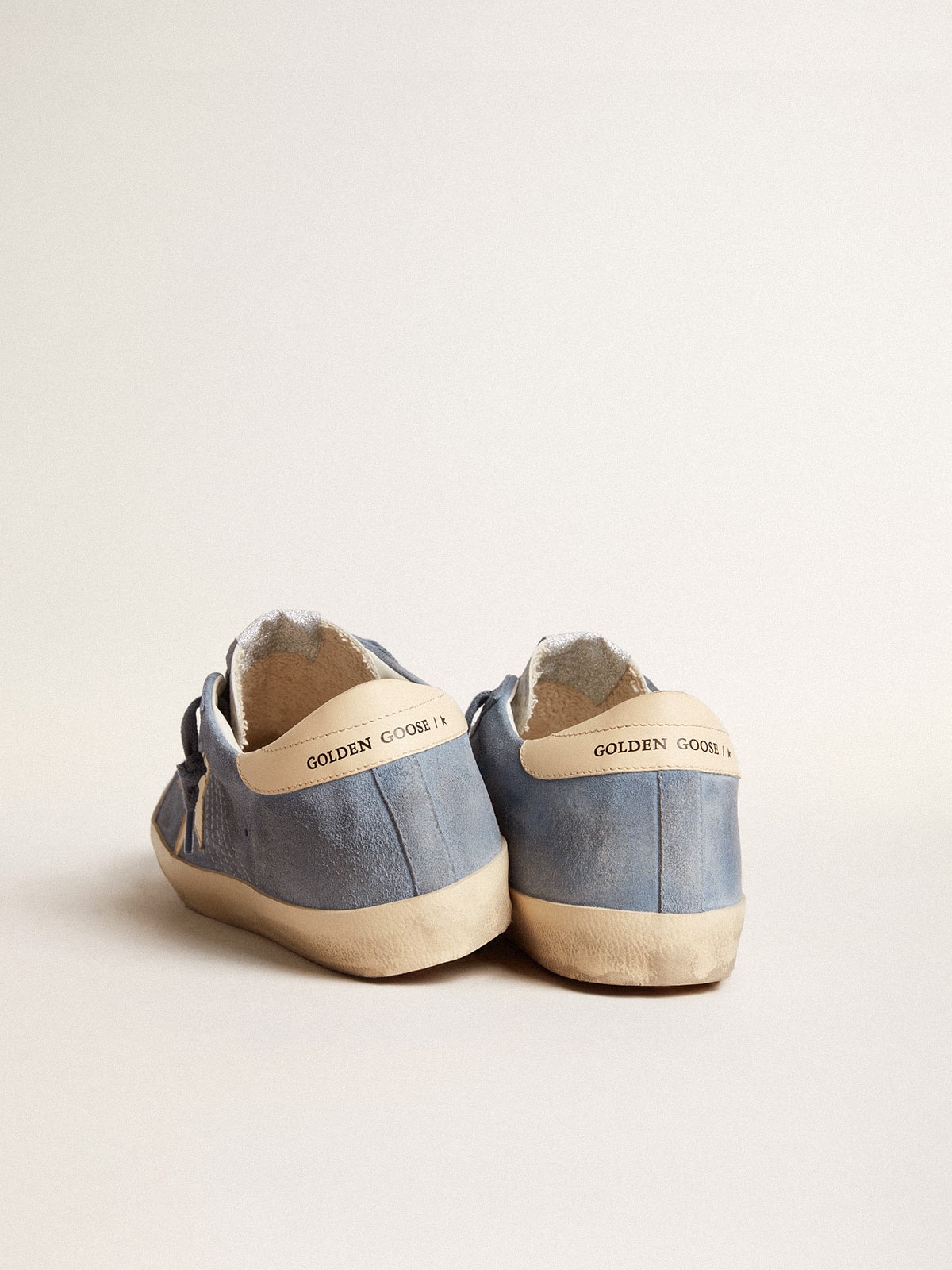 Golden Goose Super-Star In Light Blue Suede With Beige Leather Star And Heel Tab - Sneaker Türkiye