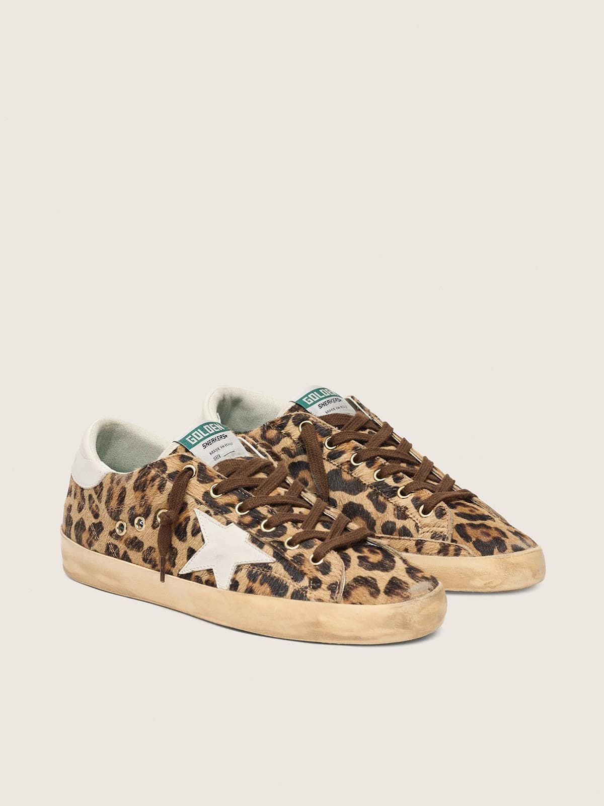 Golden Goose Women’s Super-Star In Leopard-Print Pony Skin With Leather Star And Heel Tab - Sneaker Türkiye