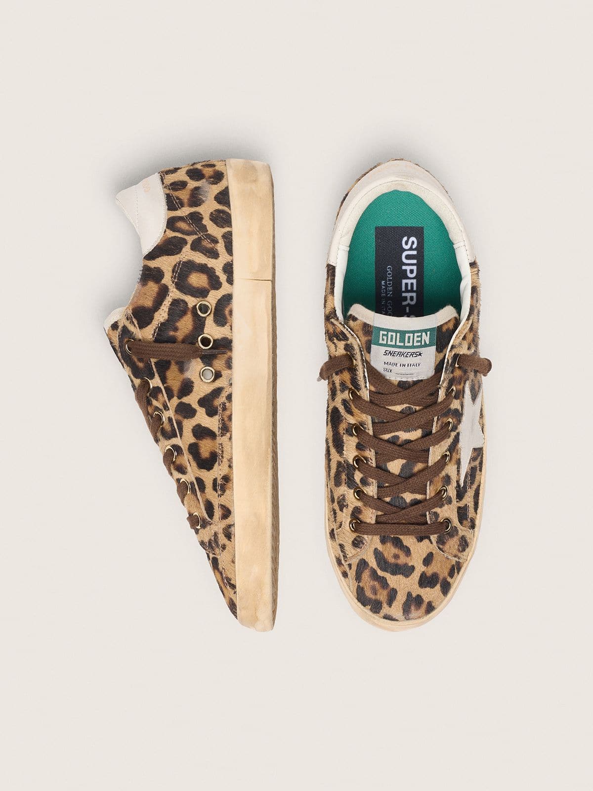 Golden Goose Women’s Super-Star In Leopard-Print Pony Skin With Leather Star And Heel Tab - Sneaker Türkiye