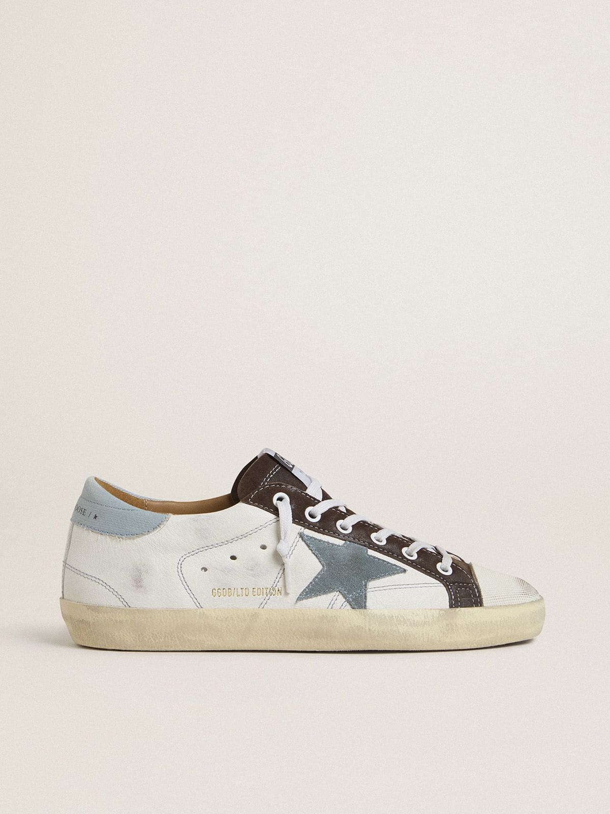 Golden Goose Women’s LTD Super-Star With Light Blue Suede Star And Light Blue Canvas Heel Tab - Sneaker Türkiye