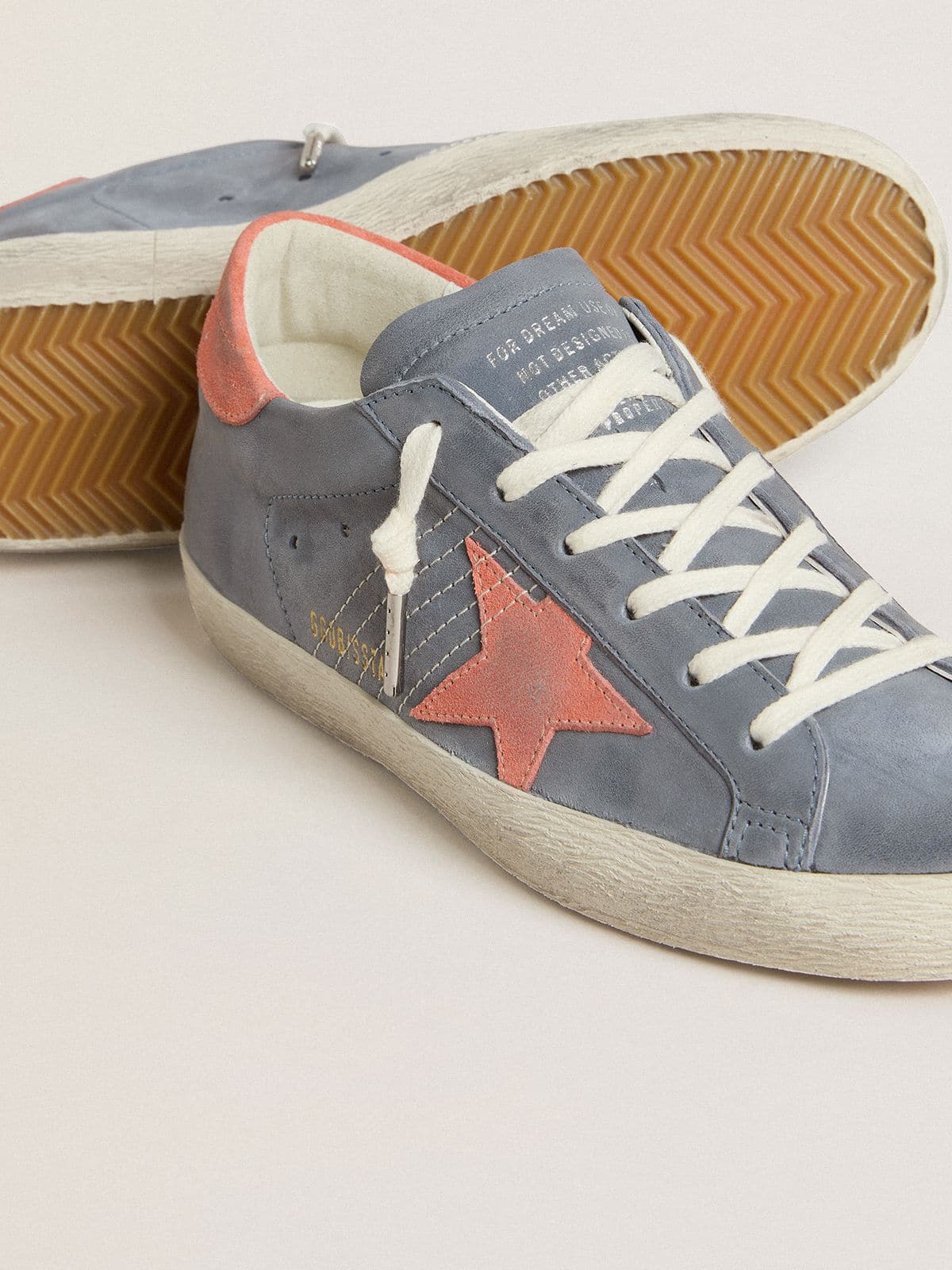 Golden Goose Women’s Super Star In Blue Nubuck With Pink Suede Star And Heel Tab - Sneaker Türkiye