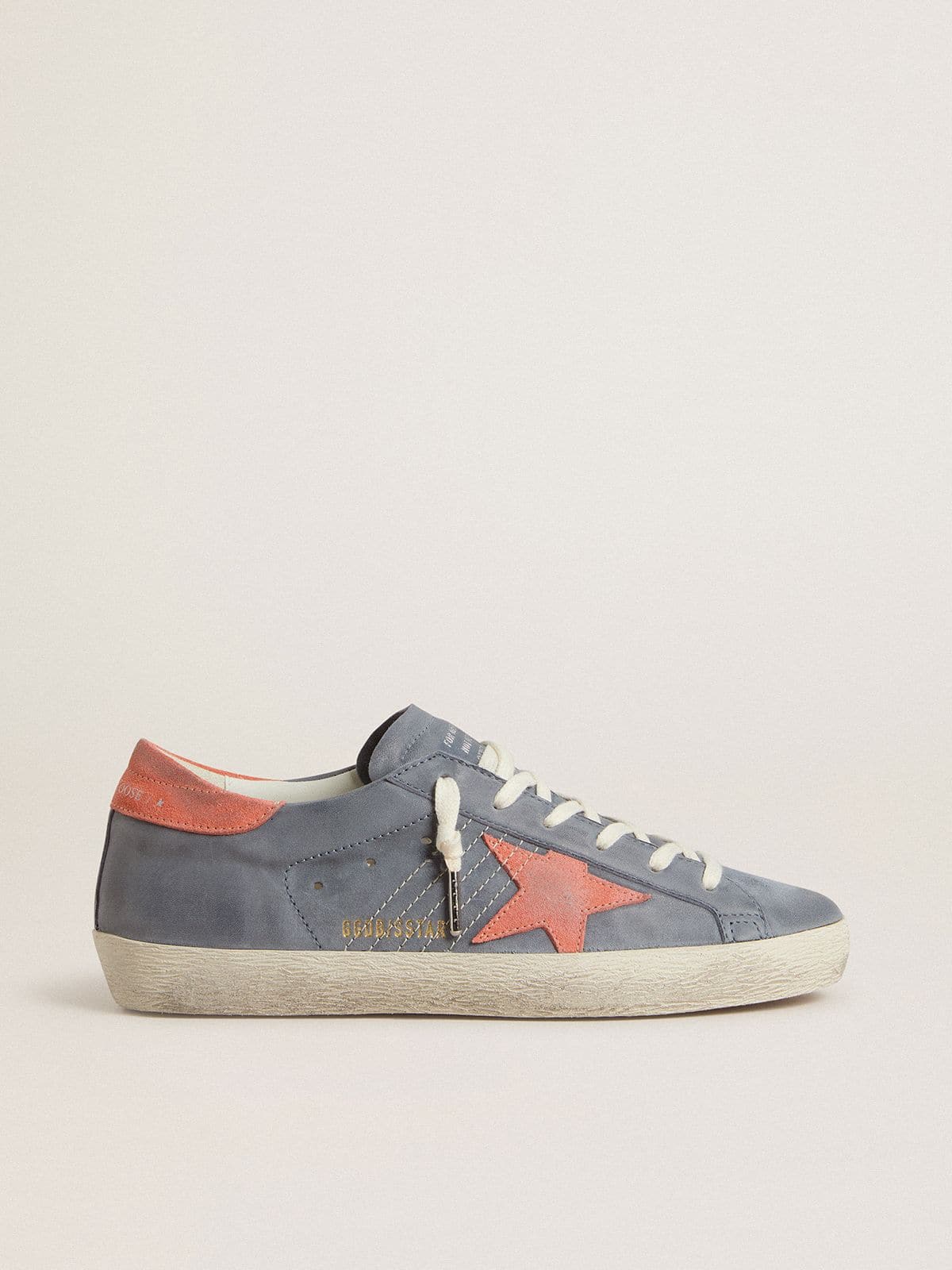 Golden Goose Women’s Super Star In Blue Nubuck With Pink Suede Star And Heel Tab - Sneaker Türkiye