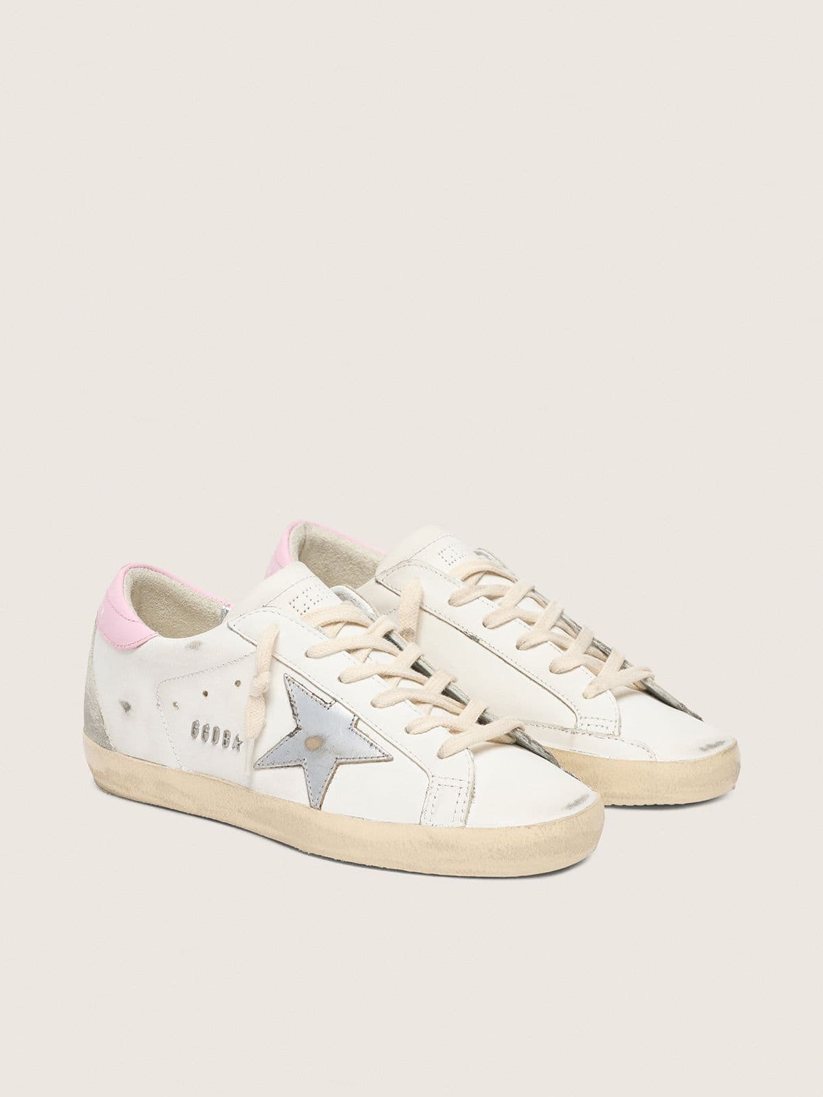 Golden Goose Women’s Super-Star With Silver Leather Star And Pink Heel Tab - Sneaker Türkiye
