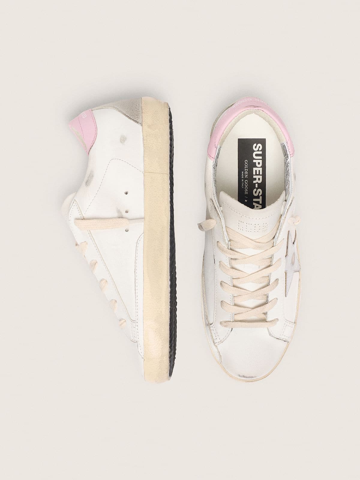 Golden Goose Women’s Super-Star With Silver Leather Star And Pink Heel Tab - Sneaker Türkiye