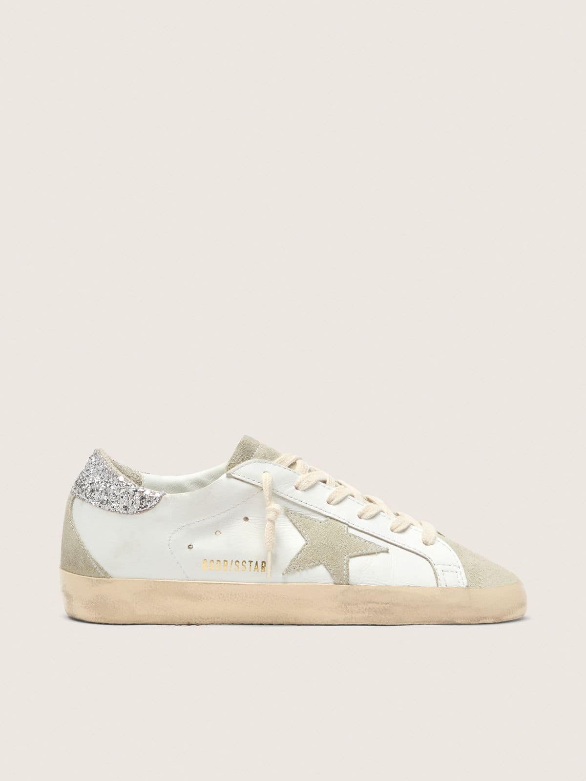 Golden Goose Women’s Super-Star With Gray Star And Silver Glitter Heel Tab - Sneaker Türkiye