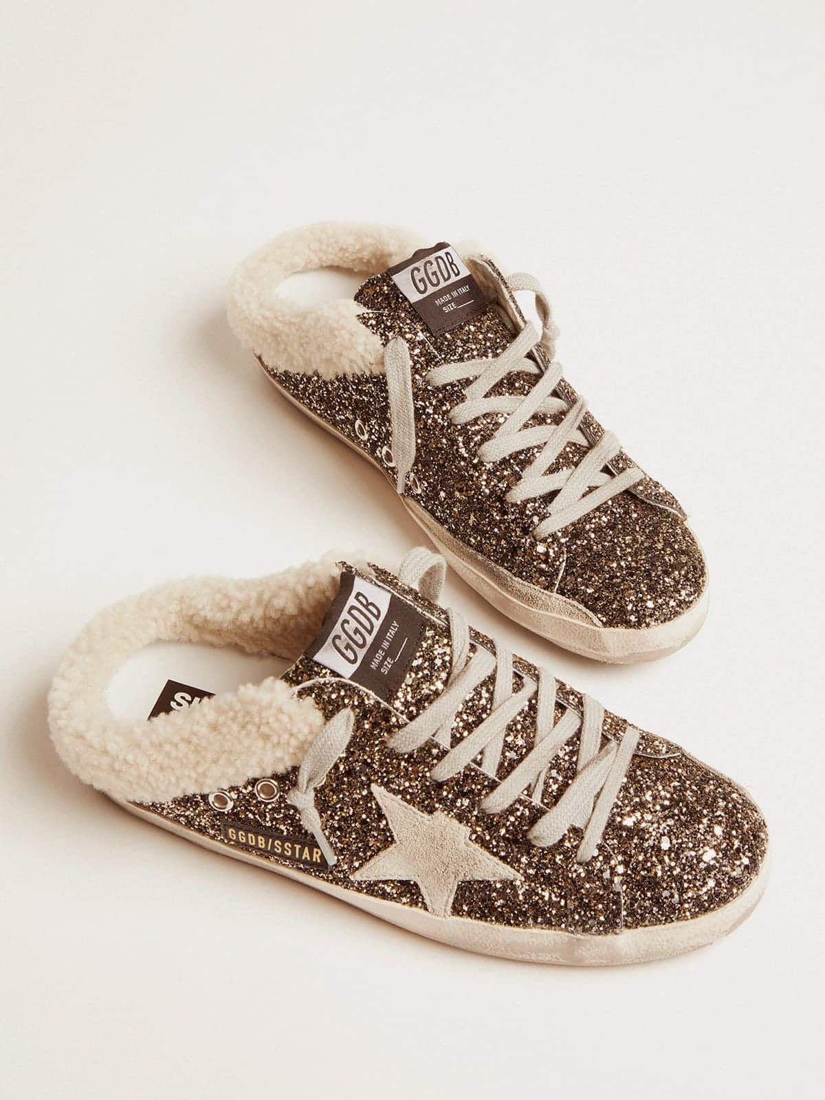 Golden Goose Women’s Super-Star Sabot With Glitter And Shearling Interior - Sneaker Türkiye