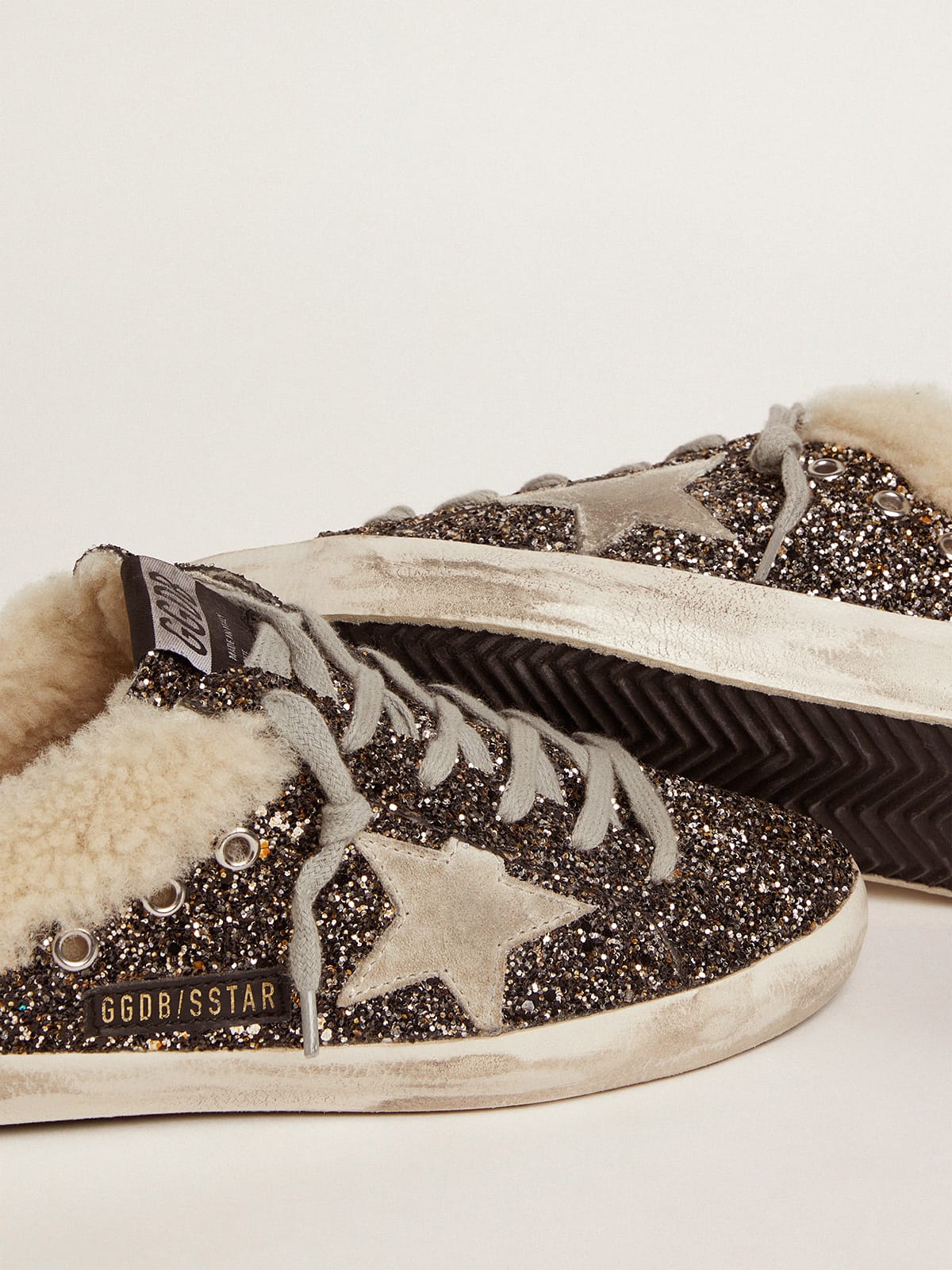 Golden Goose Women’s Super-Star Sabot With Glitter And Shearling Interior - Sneaker Türkiye