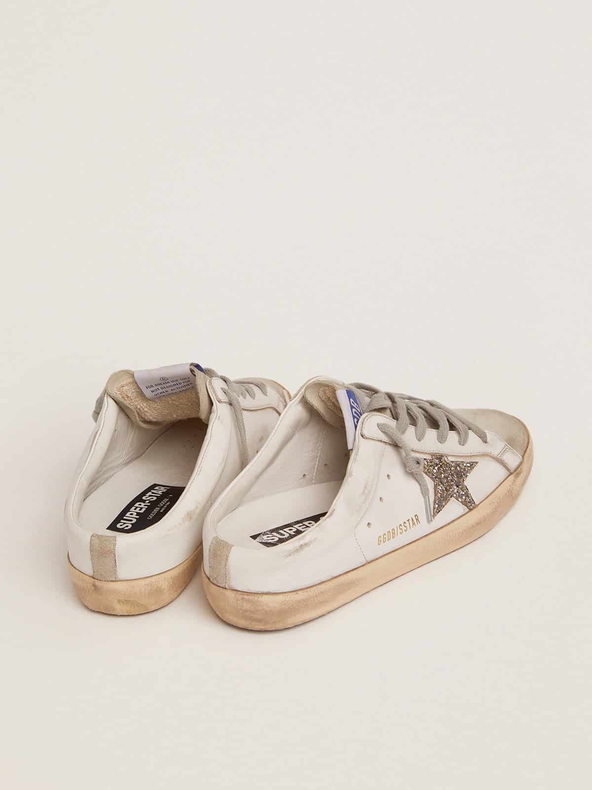 Golden Goose Super-Star Sabot With A Platinum Glitter Star And Suede Tongue - Sneaker Türkiye
