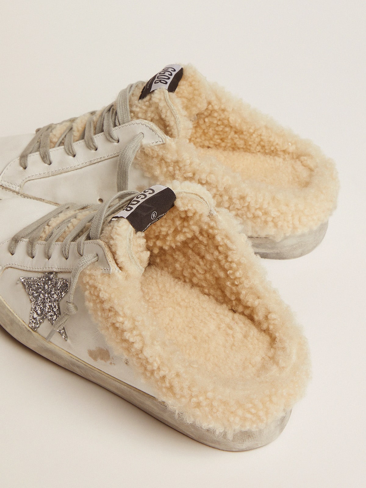 Golden Goose Women’s Super-Star Sabot In White Leather And Shearling Lining - Sneaker Türkiye