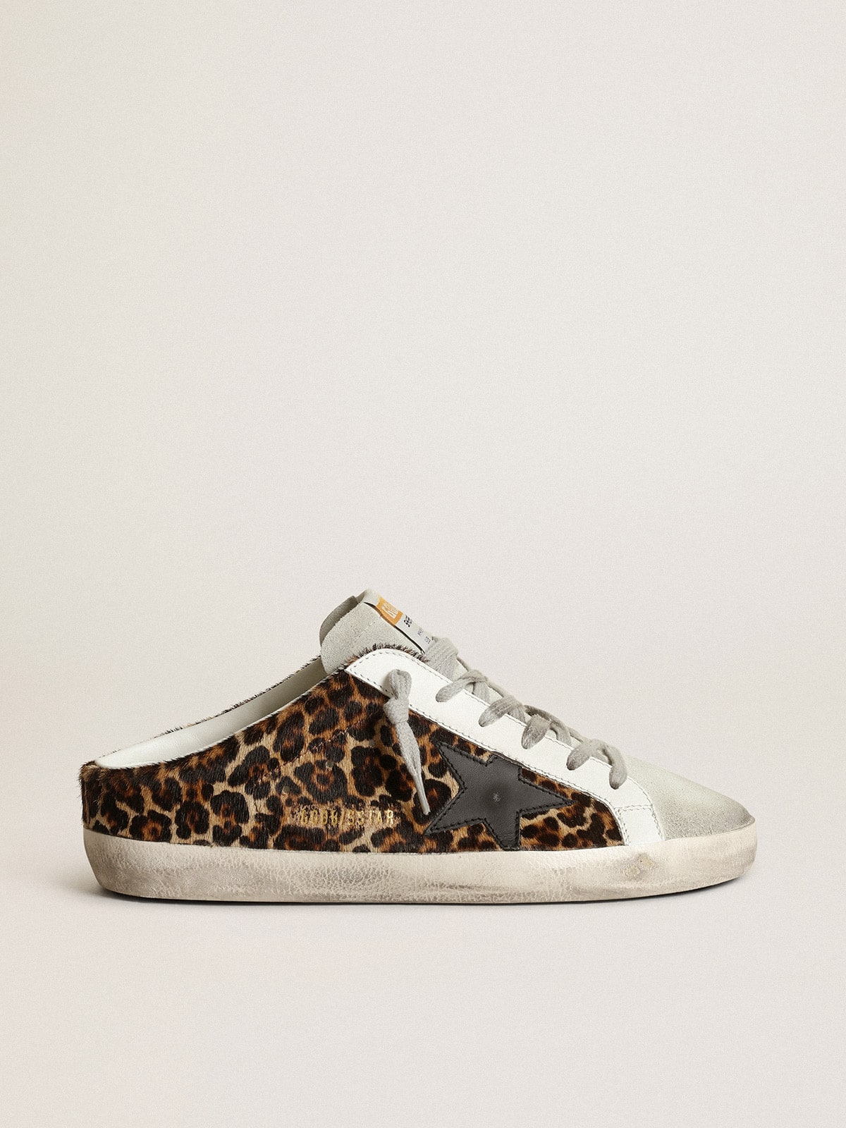 Golden Goose Women’s Super-Star Sabot In Leopard Print Pony Skin With Black Star - Sneaker Türkiye