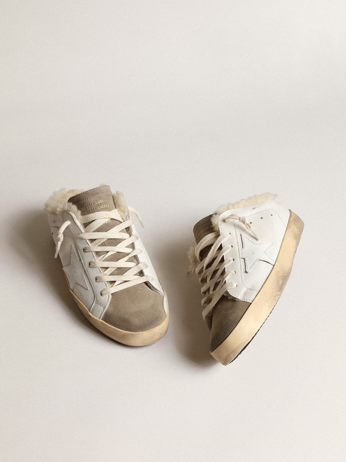 Golden Goose Super-Star Sabots With White Leather Star And Shearling Lining - Sneaker Türkiye