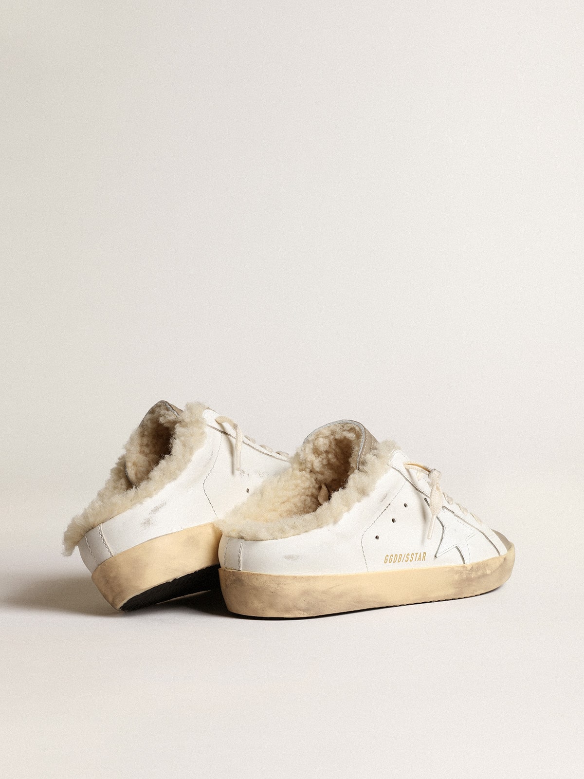 Golden Goose Super-Star Sabots With White Leather Star And Shearling Lining - Sneaker Türkiye