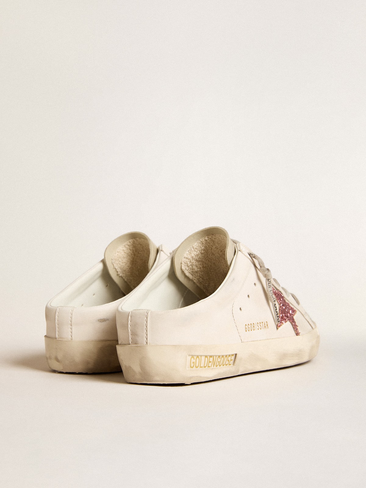 Golden Goose Bio-Based Super-Star Sabot With Pink Glitter Star And Suede Toe - Sneaker Türkiye
