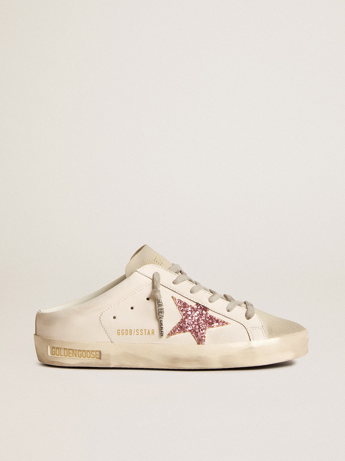 Golden Goose Bio-Based Super-Star Sabot With Pink Glitter Star And Suede Toe - Sneaker Türkiye