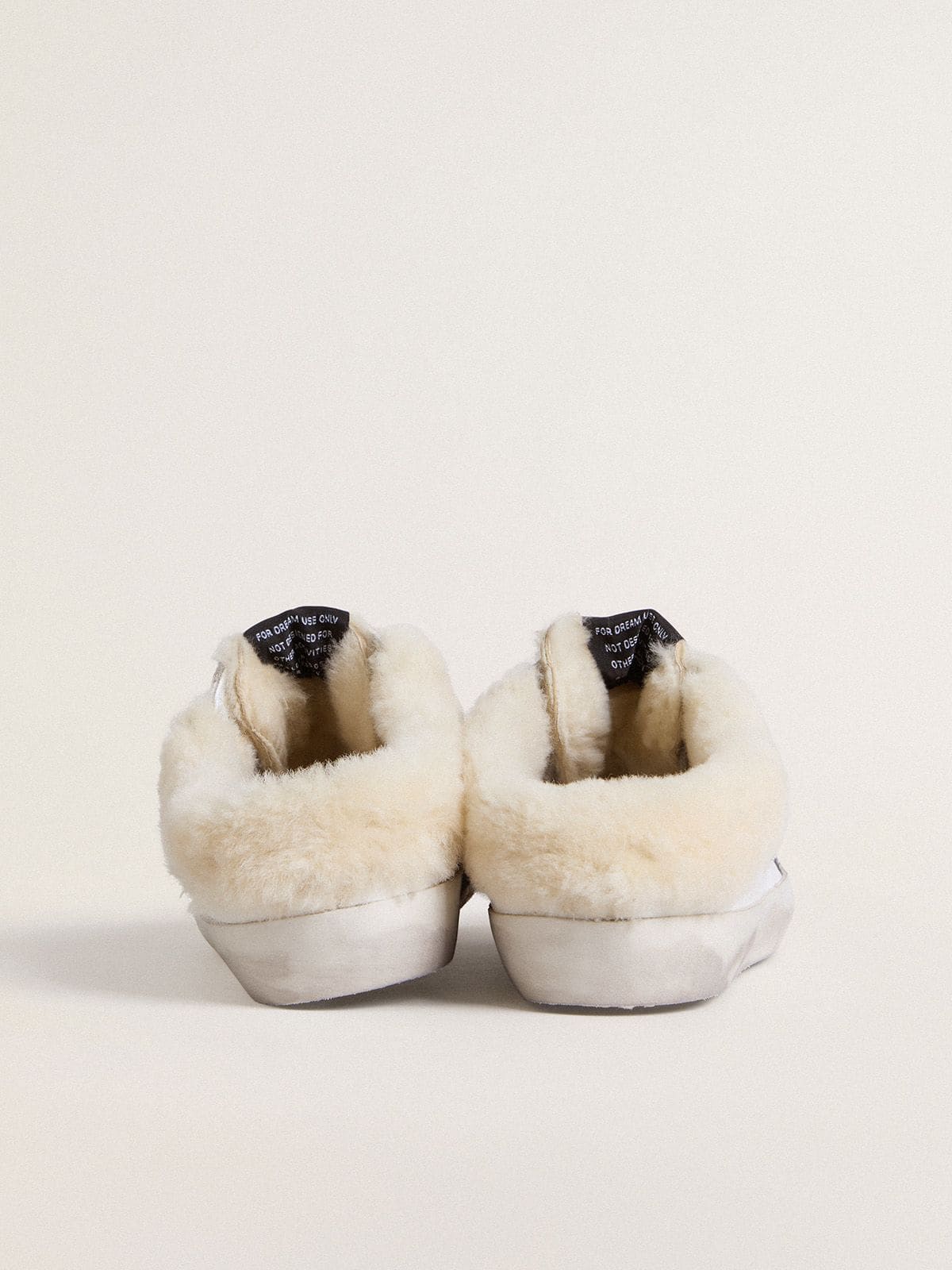 Golden Goose Super-Star Sabots In White Leather With Shearling Lining And Silver Star - Sneaker Türkiye