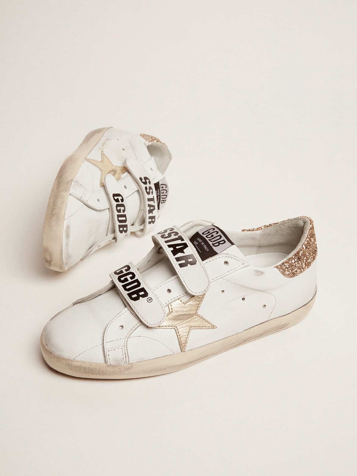Golden Goose Women’s Old School With Gold Star In Laminated Leather - Sneaker Türkiye