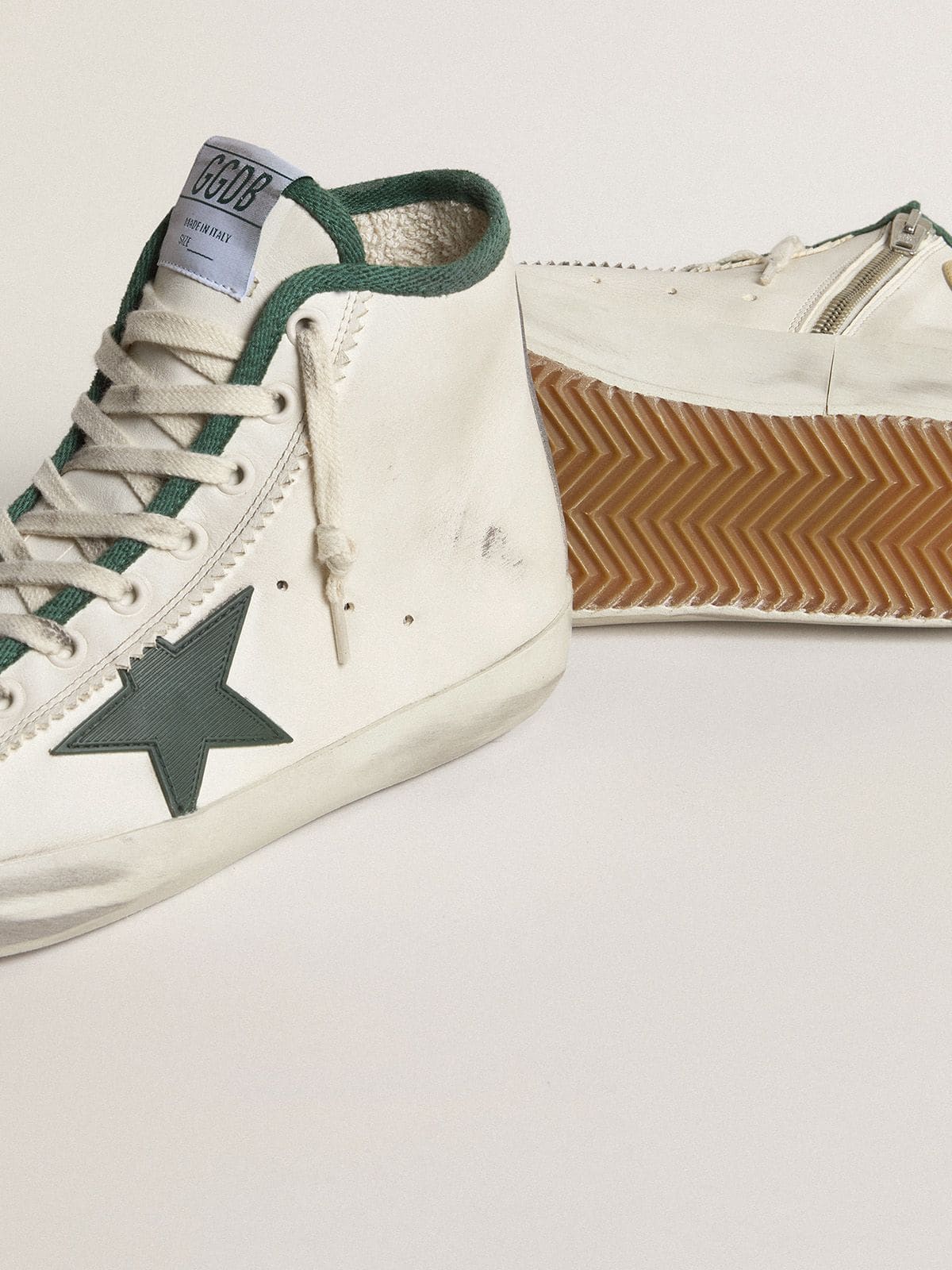 Golden Goose Women’s Francy LTD In Nappa Leather With Green Rubber Star - Sneaker Türkiye