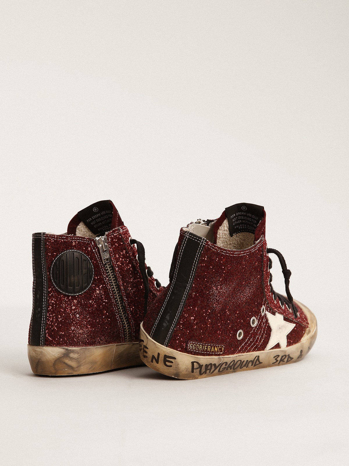 Golden Goose Francy Penstar In Burgundy Glitter With White Leather Star - Sneaker Türkiye