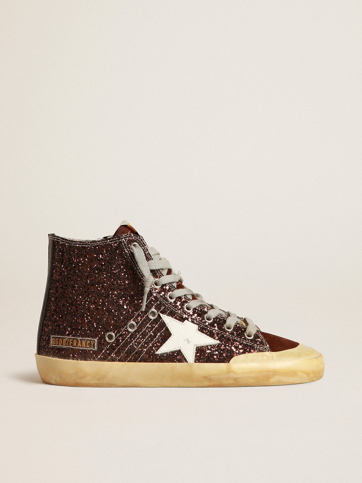 Golden Goose Francy Penstar In Brown Glitter With White Leather Star - Sneaker Türkiye