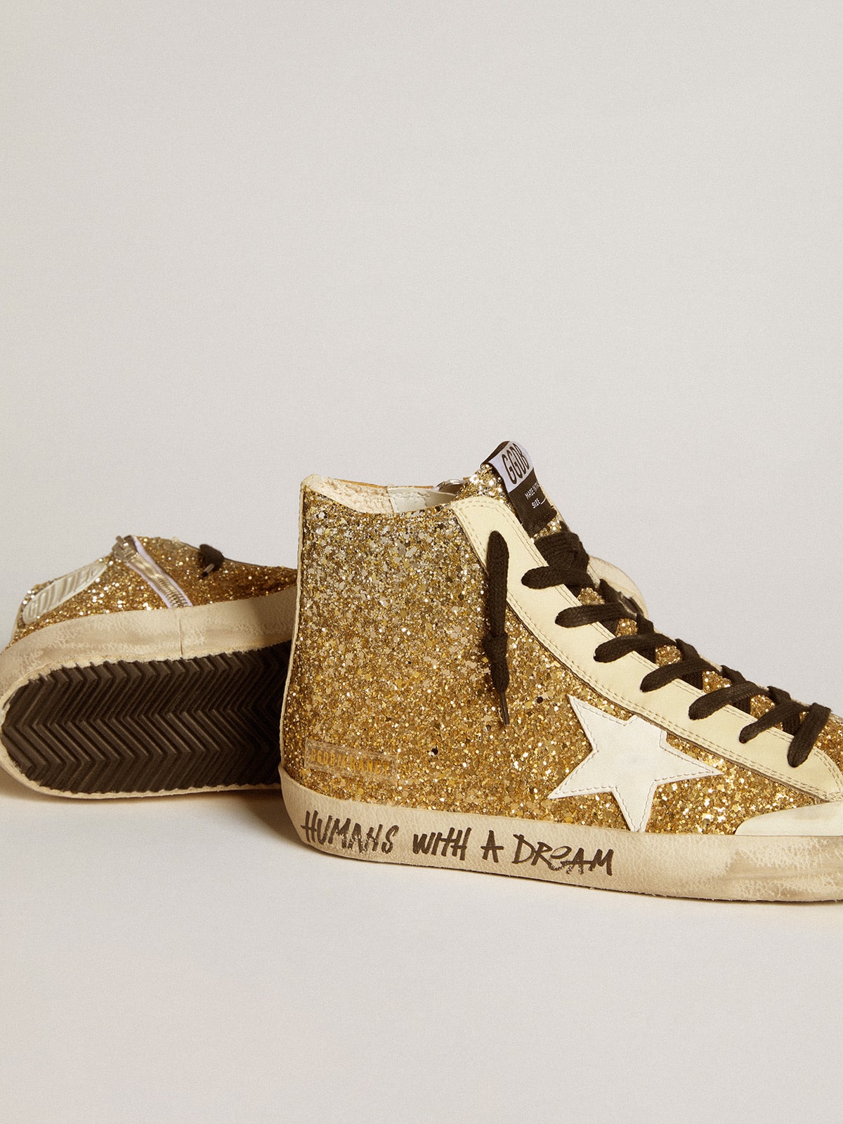 Golden Goose Francy Penstar In Gold Glitter With White Leather Star - Sneaker Türkiye