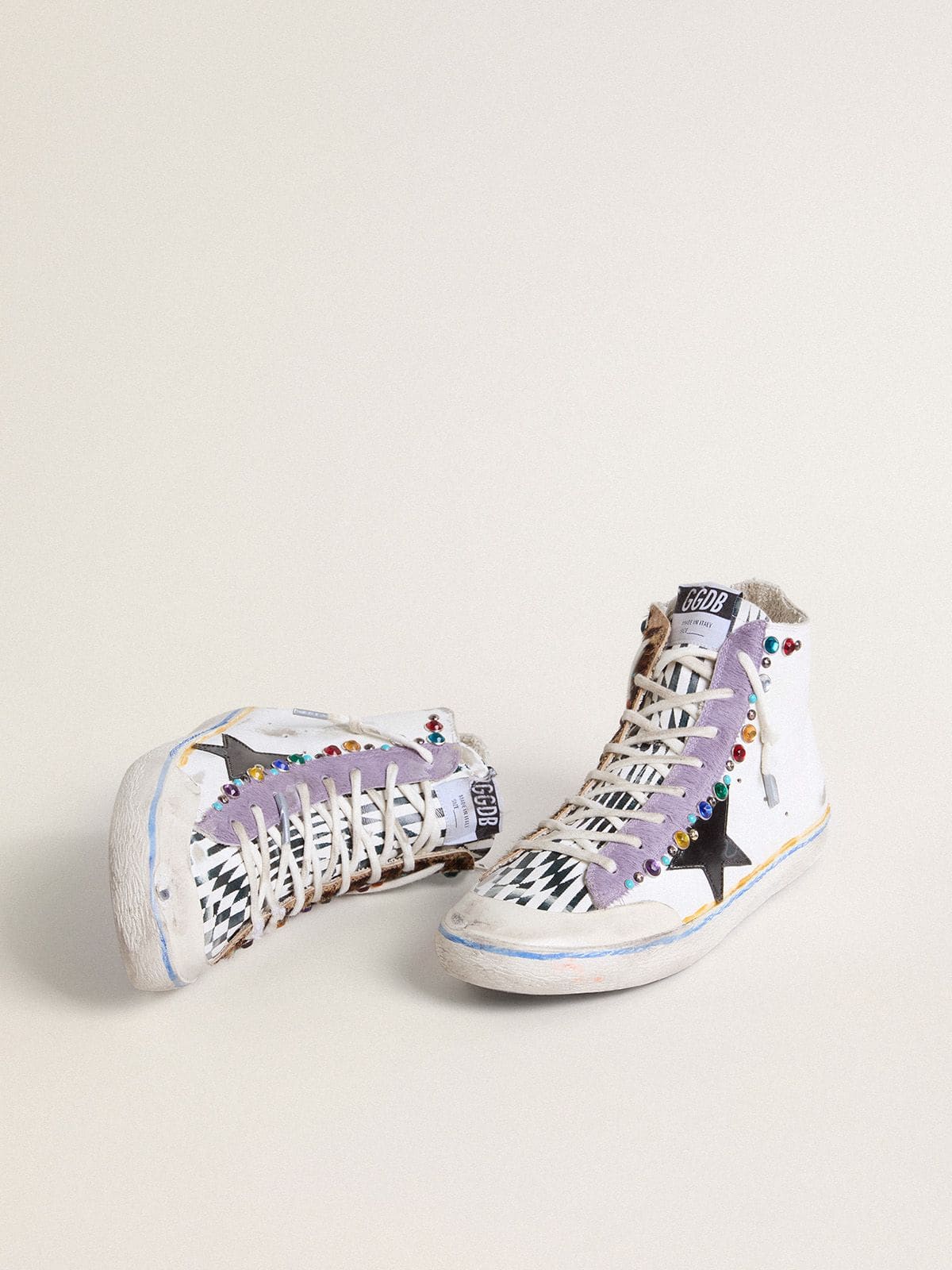 Golden Goose Women’s Francy Penstar LAB With Black Leather Star And Multicolor Studs - Sneaker Türkiye