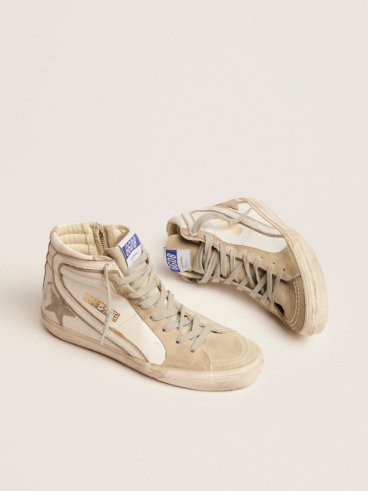Golden Goose Women’s Slide With Ice-Gray Suede Star And White Flash - Sneaker Türkiye