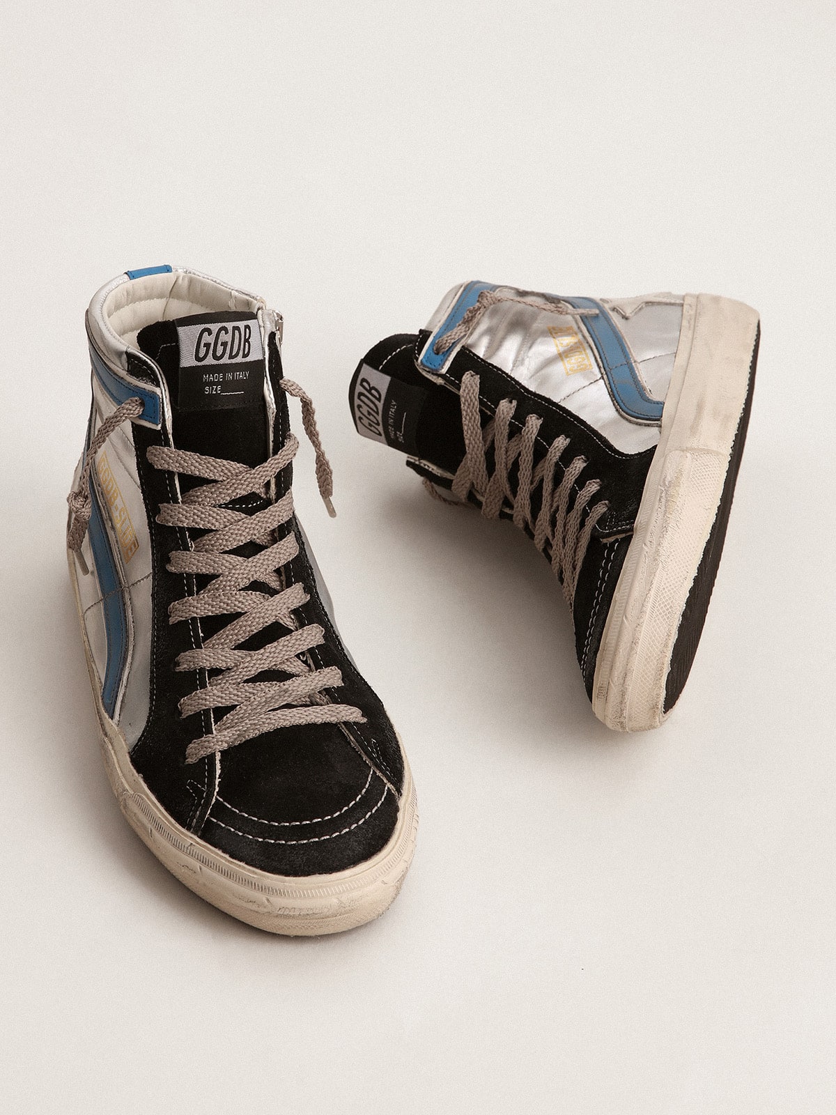 Golden Goose Slide In Silver Metallic Leather With White Leather Star - Sneaker Türkiye