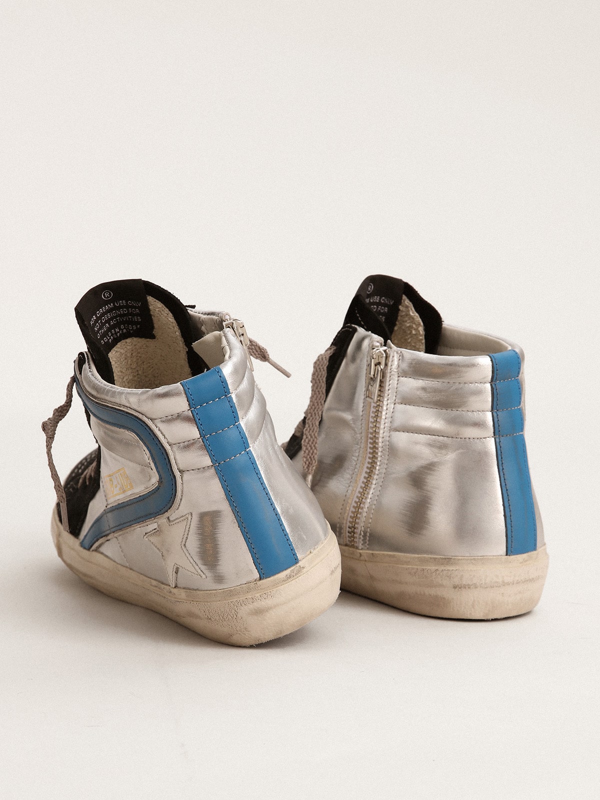 Golden Goose Slide In Silver Metallic Leather With White Leather Star - Sneaker Türkiye