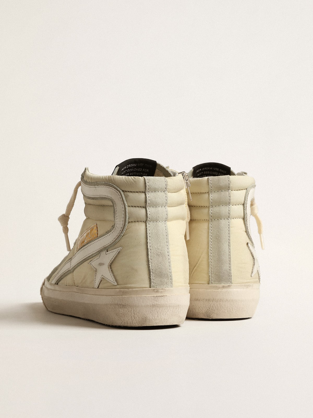 Golden Goose Slide In Ivory Nylon With White Leather Star And Swaroski Tongue - Sneaker Türkiye