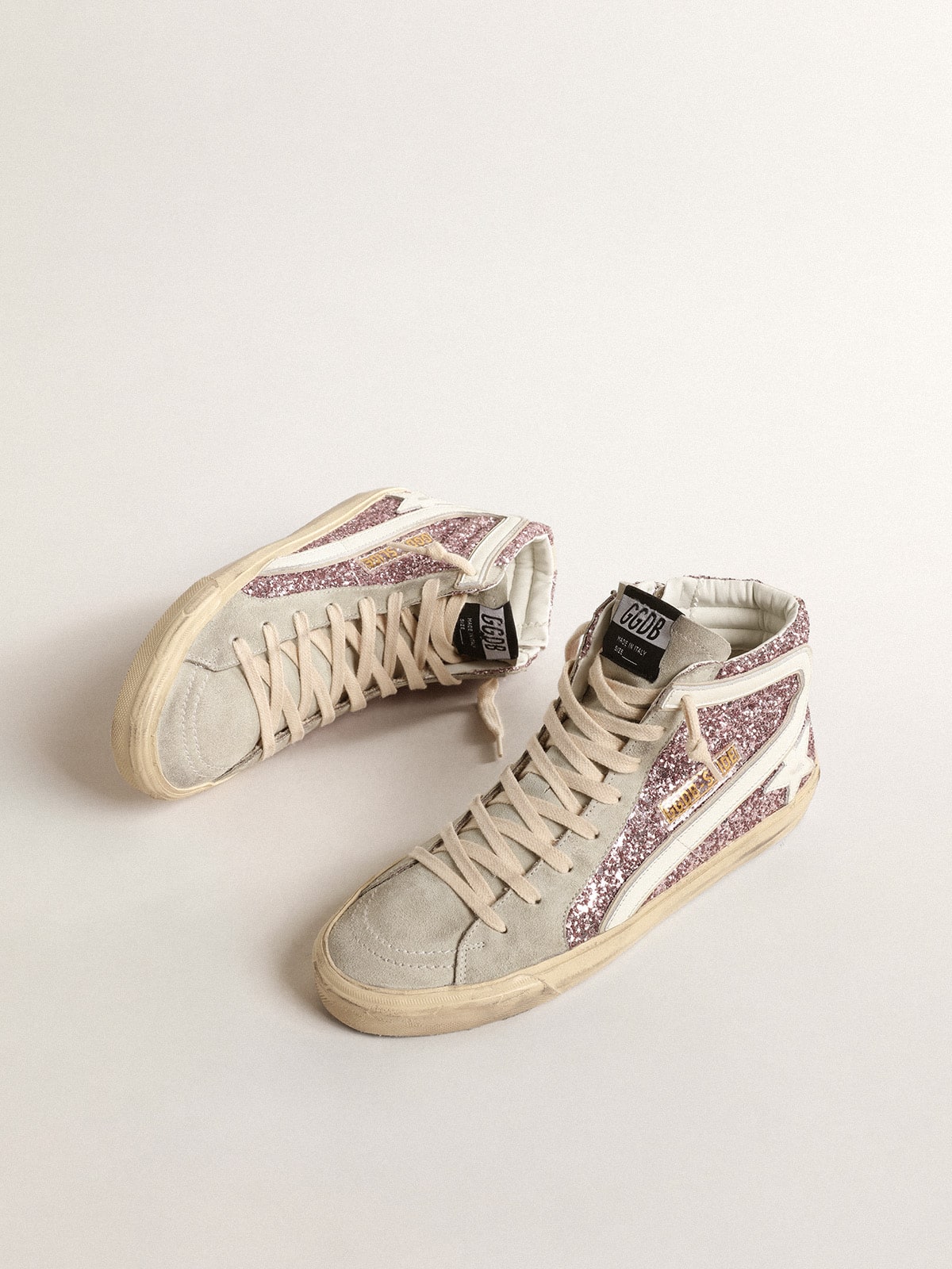 Golden Goose Slide In Lilac Glitter With White Leather Star And Flash - Sneaker Türkiye