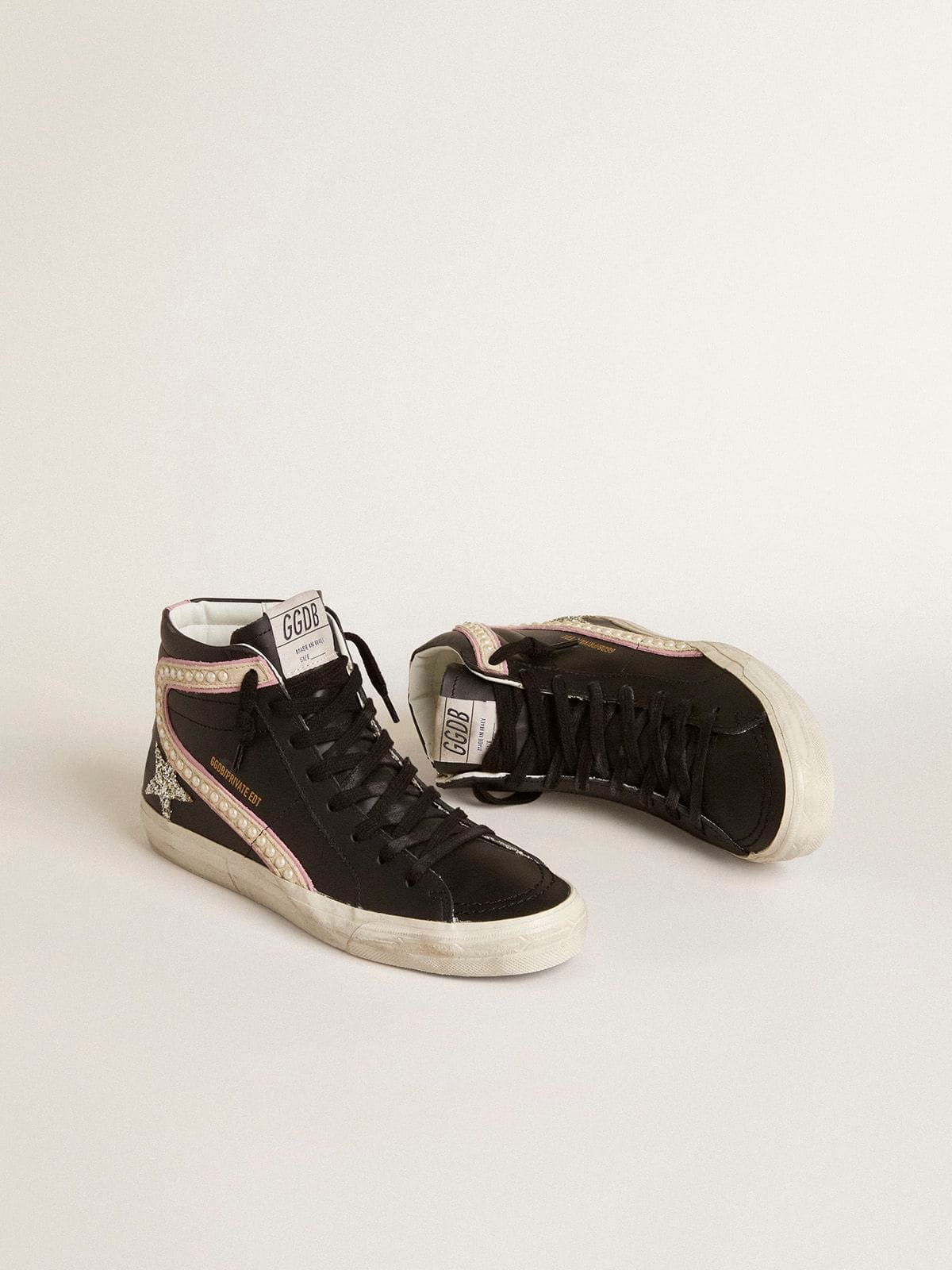 Golden Goose Slide Ltd With Platinum Glitter Star And Suede Flash With Pearls - Sneaker Türkiye