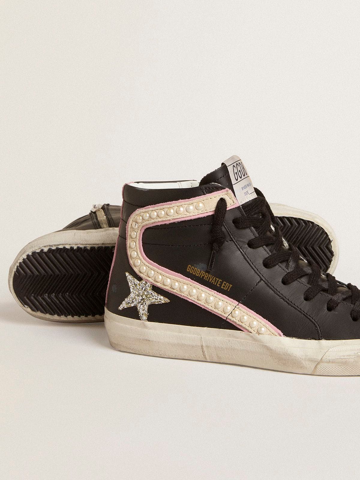 Golden Goose Slide Ltd With Platinum Glitter Star And Suede Flash With Pearls - Sneaker Türkiye