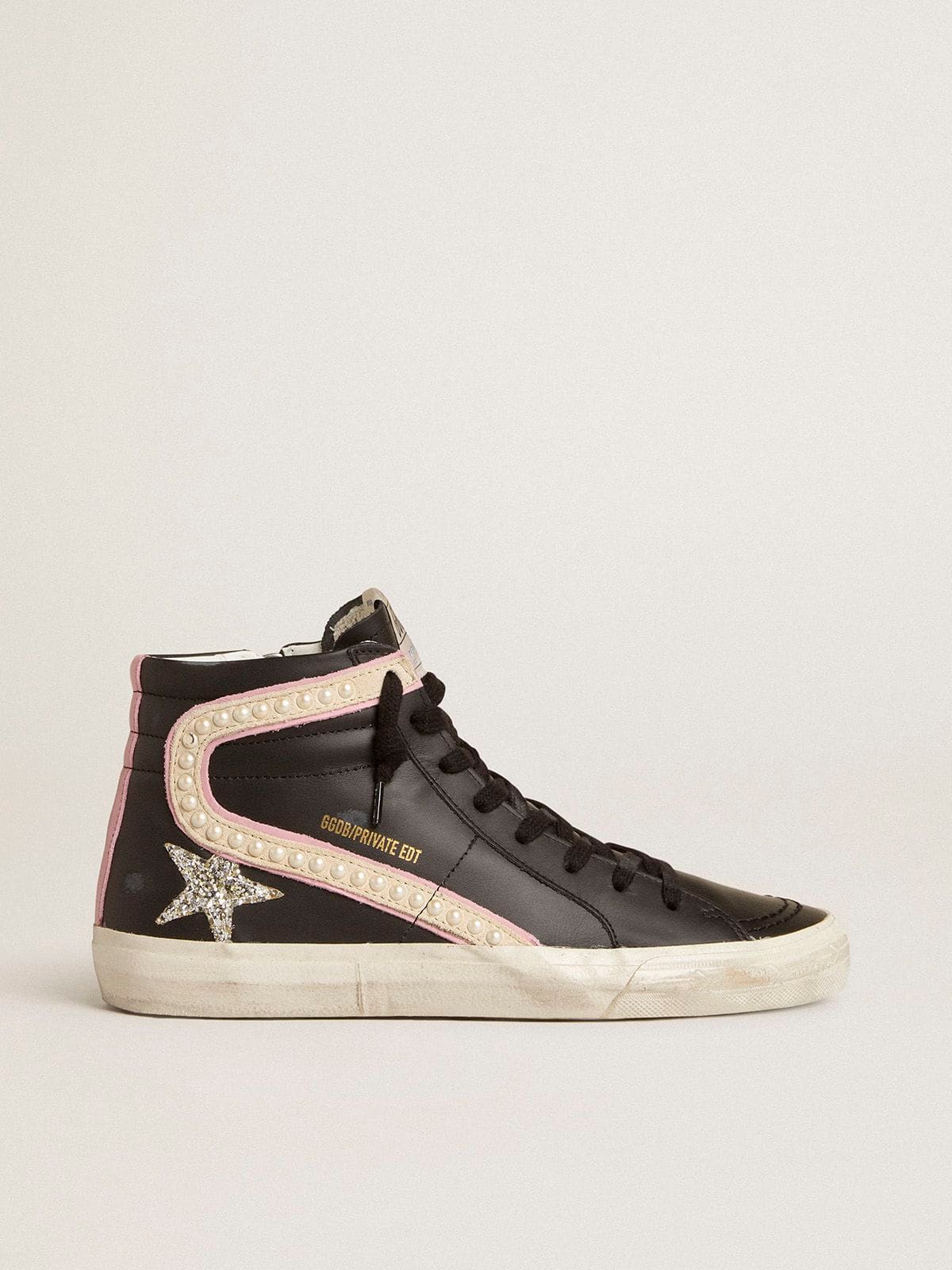 Golden Goose Slide Ltd With Platinum Glitter Star And Suede Flash With Pearls - Sneaker Türkiye