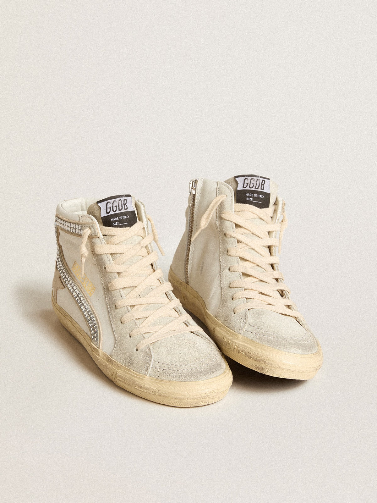 Golden Goose Slide With Nude Leather Star And Suede And Swarovski Crystal Flash - Sneaker Türkiye